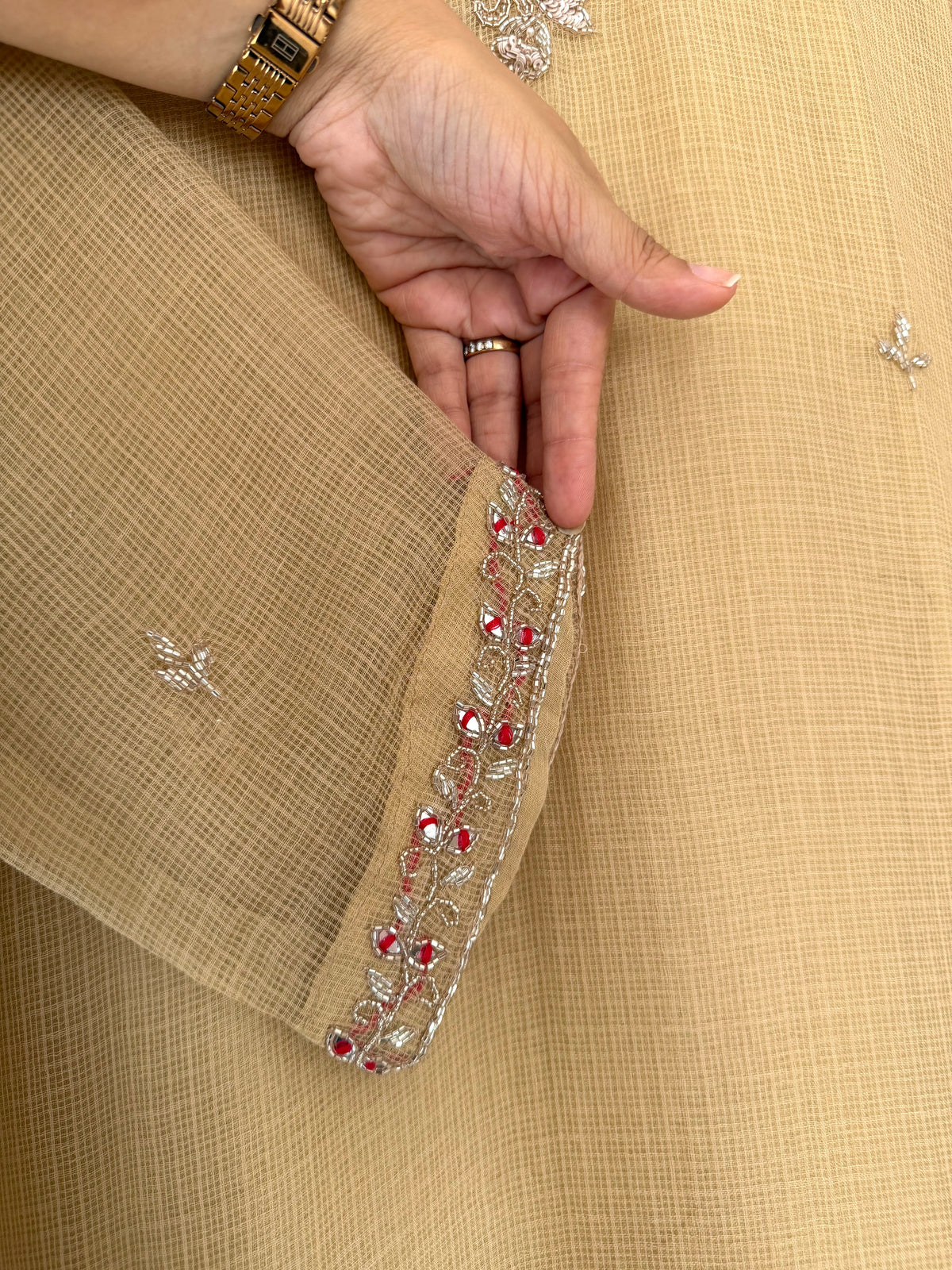 K229 - Kota doriya handwork aline Kurti with pants and dupatta in 3 colours