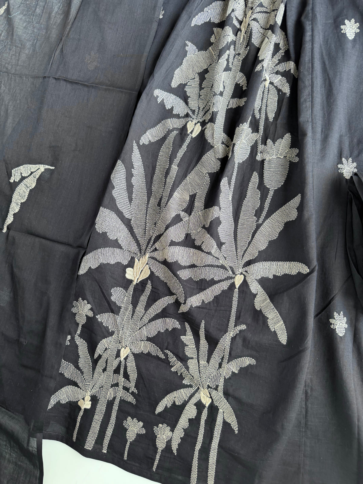 K032 - Mul cotton embroidered Anarkali with pants and dupatta