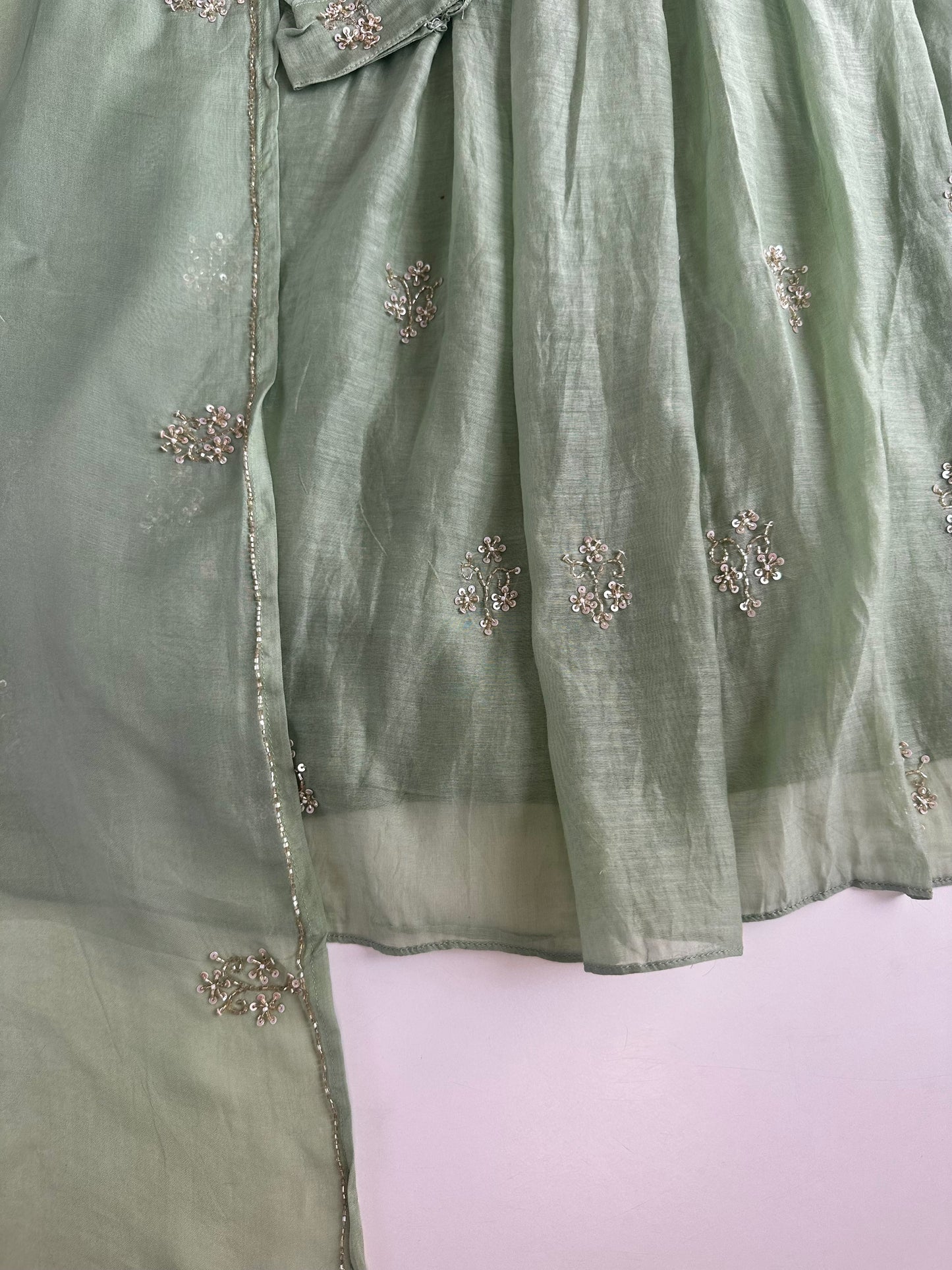 K347 - Mul Chanderi handwork Anarkali with pants and dupatta