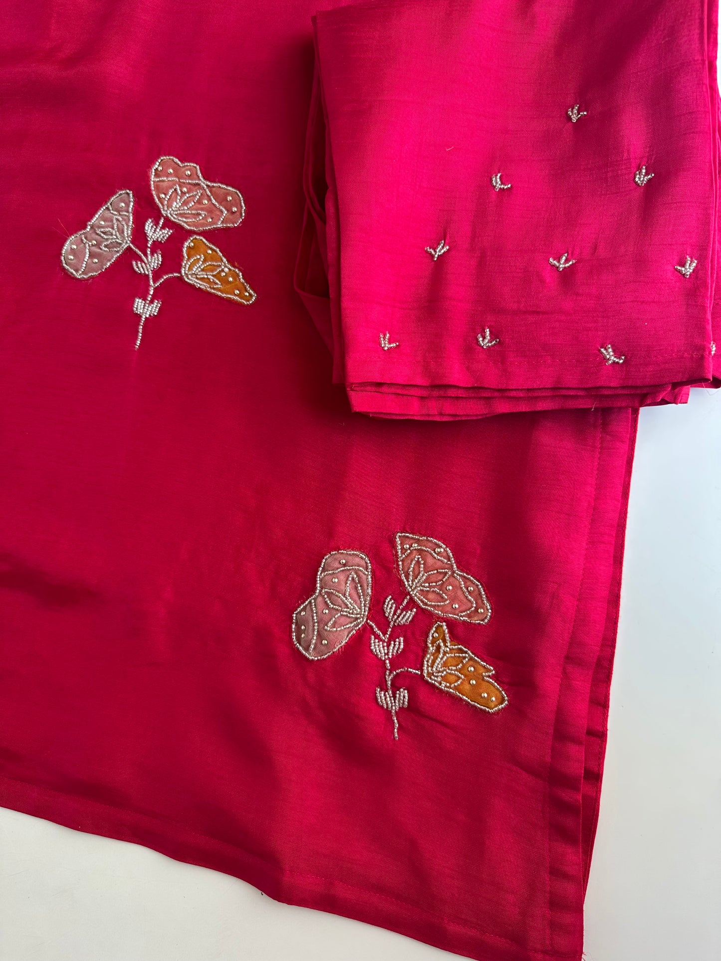 K173 - Russian silk handwork Straight Kurti with pants and dupatta
