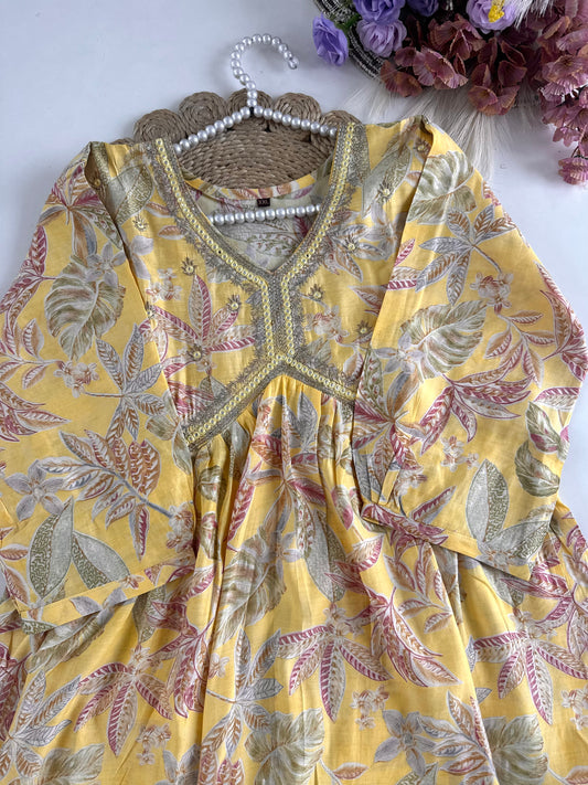 D242 - Muslin Alia cut Anarkali with pants and dupatta