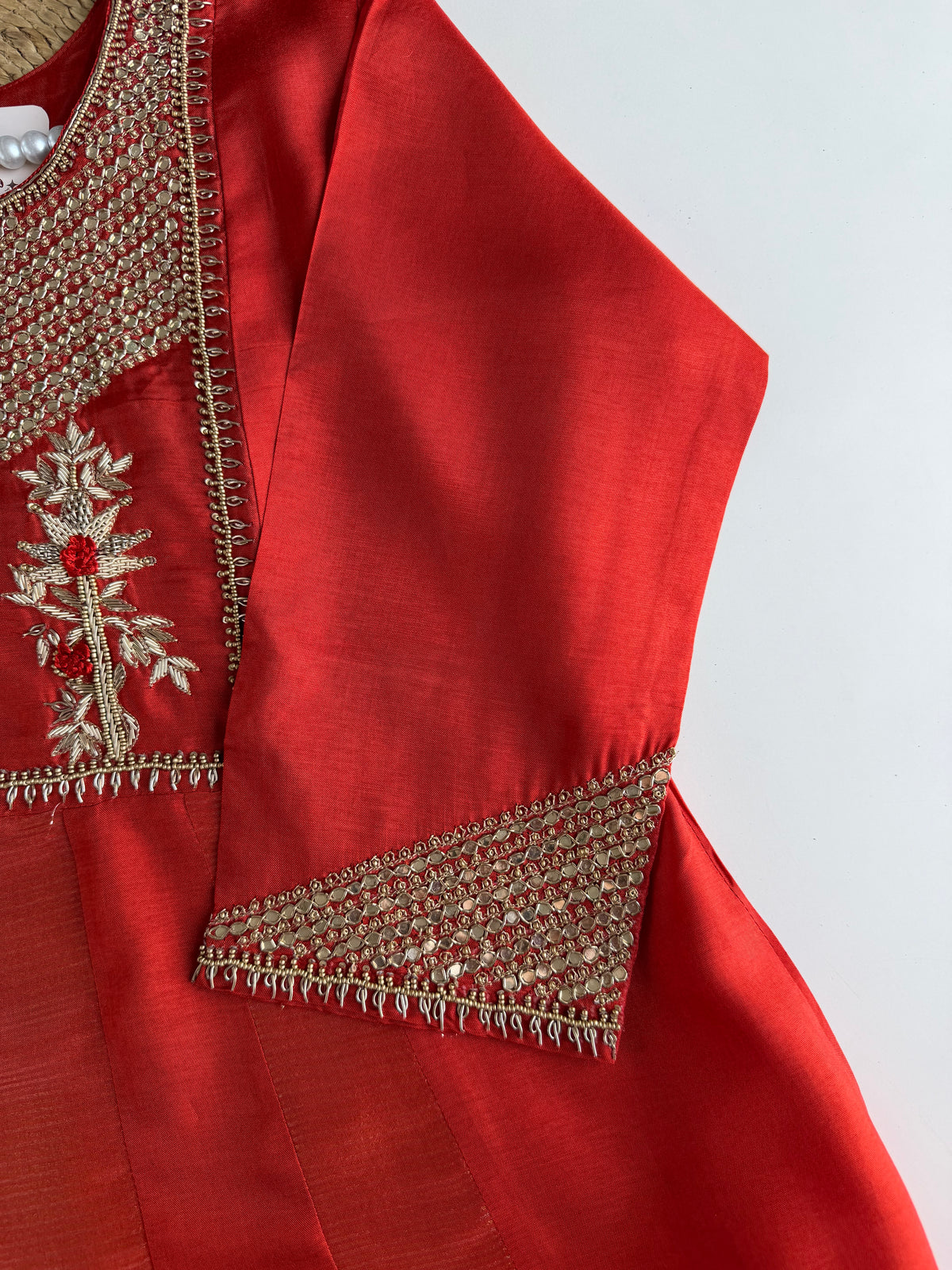 K086 - Russian silk handwork Anarkali with pants and dupatta