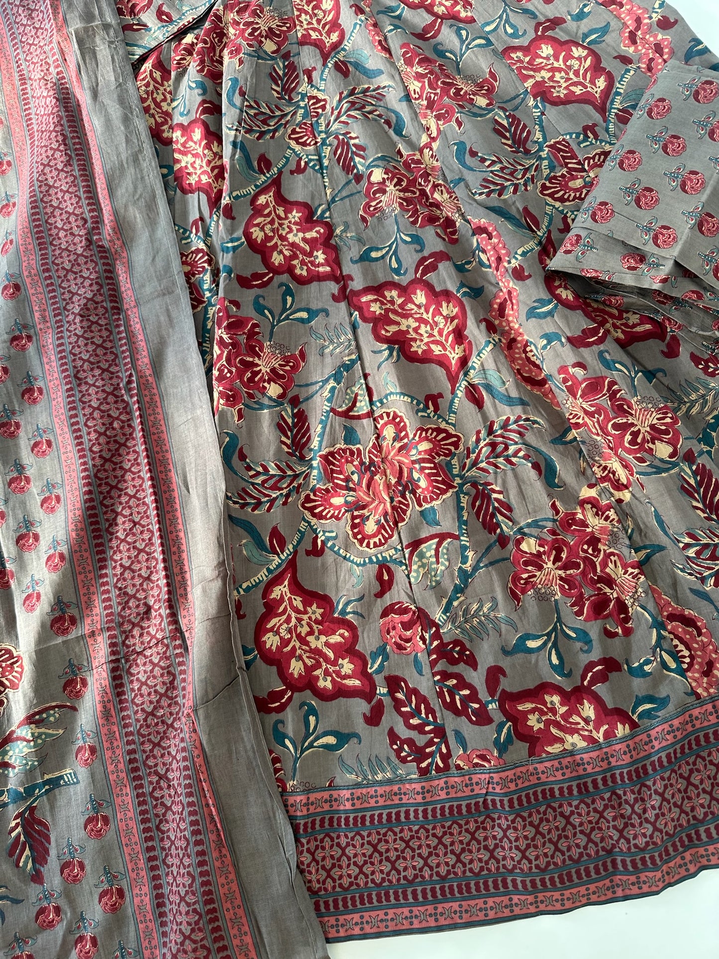 K106 - Mul cotton printed Anarkali with pants and dupatta