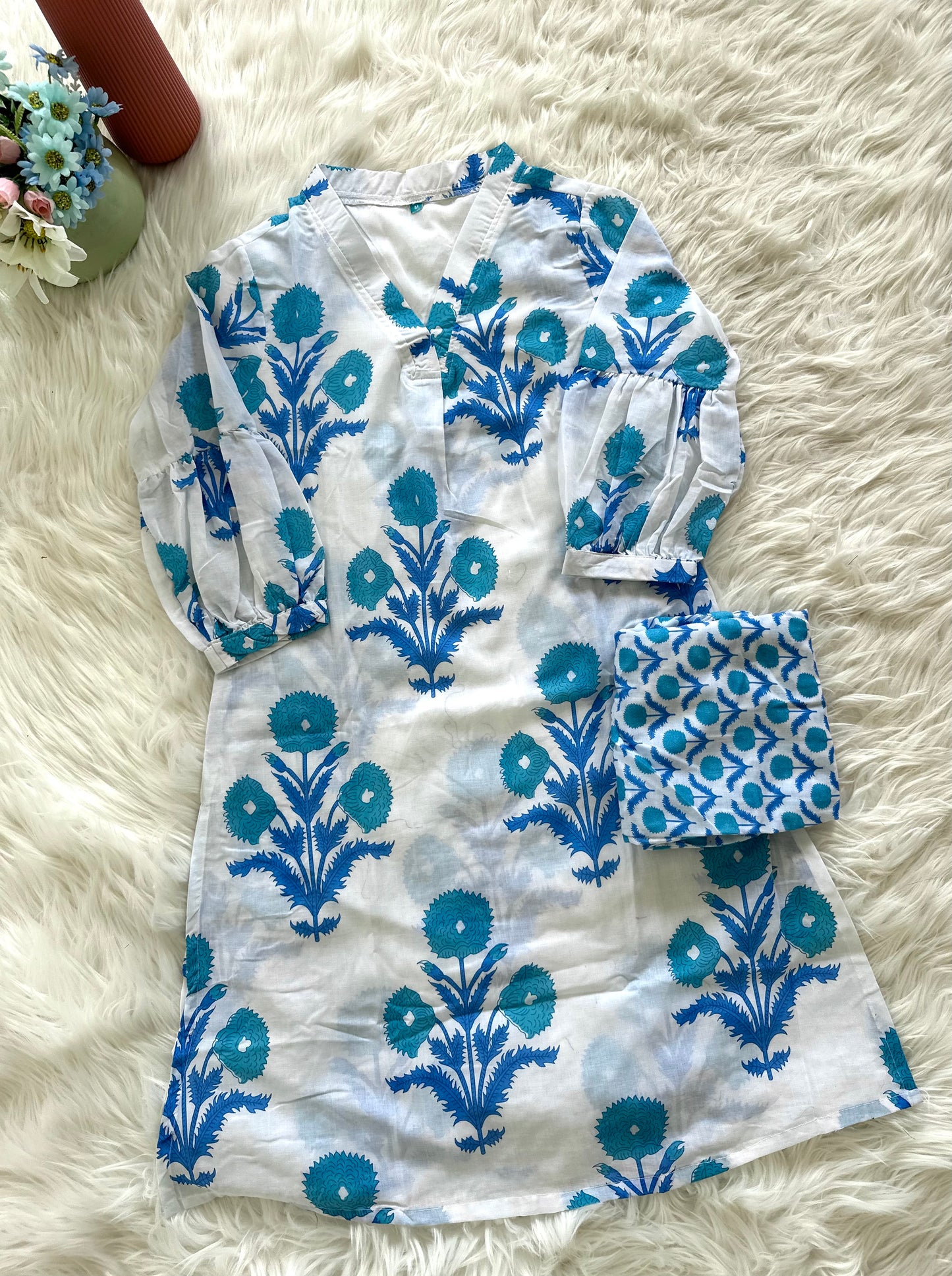 K084 - Cotton printed Kurti with pants