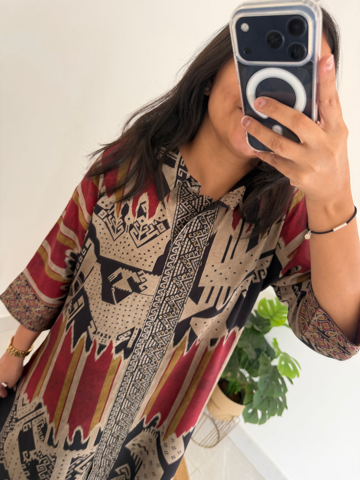 K046 - Pure muslin Ajrakh kaftan with pants