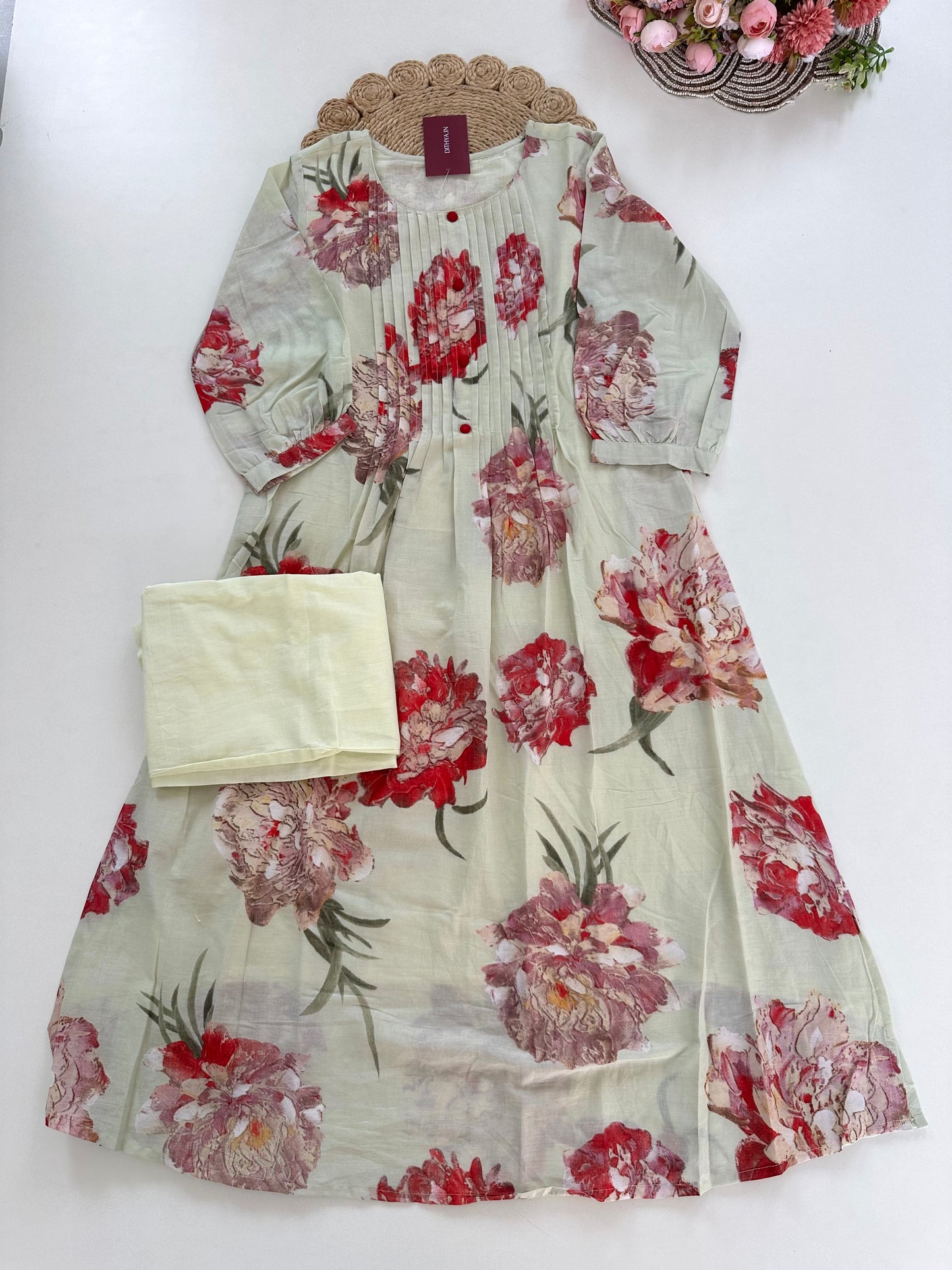 K310 - Cotton floral Kurti with pants