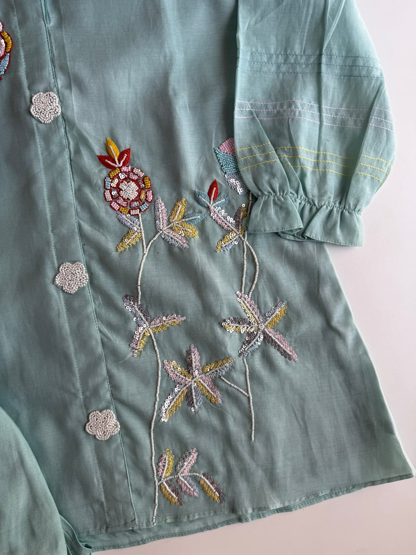 K251 - Mul chanderi handwork coord set