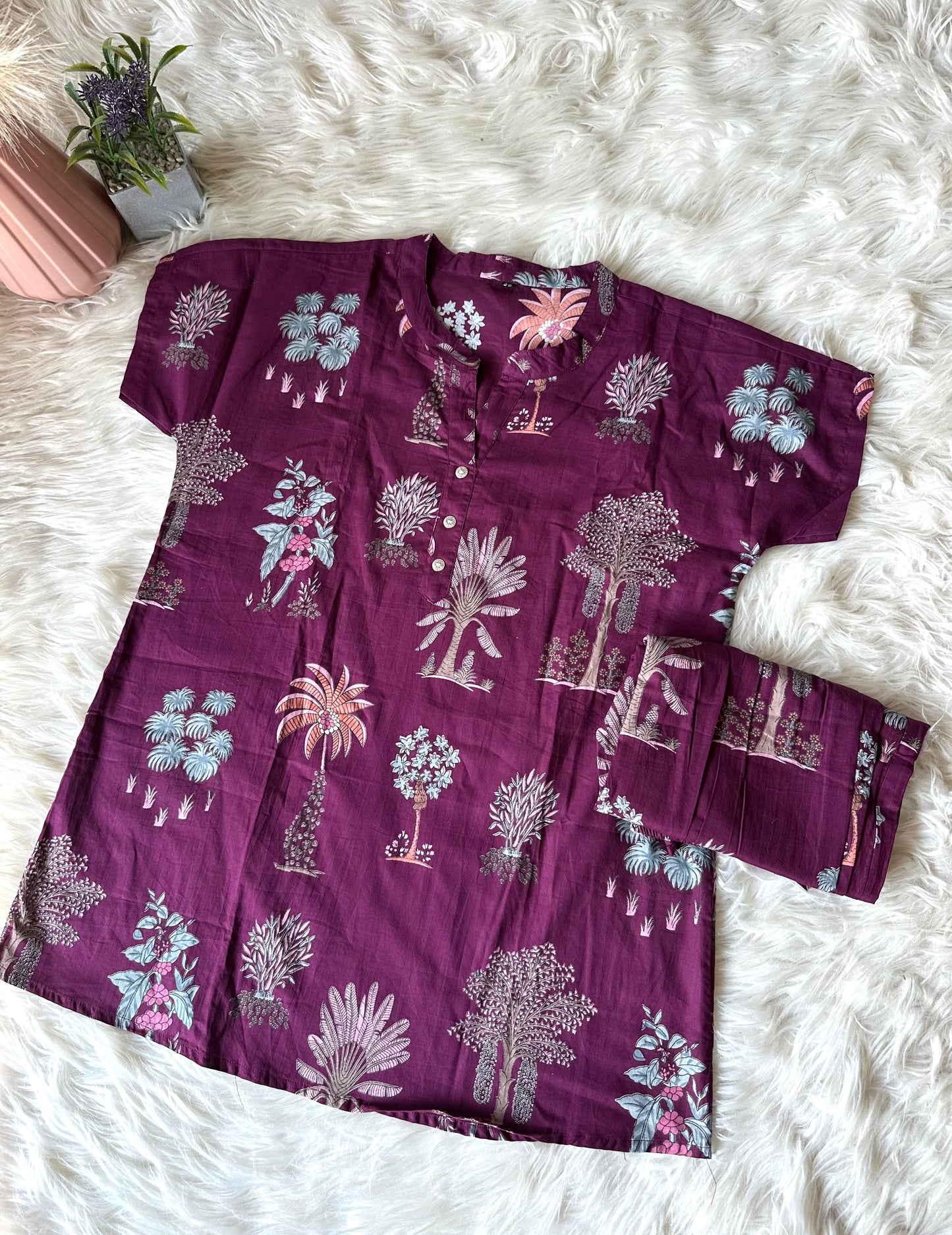 K219 - Cotton printed half sleeves coord set in 2 prints