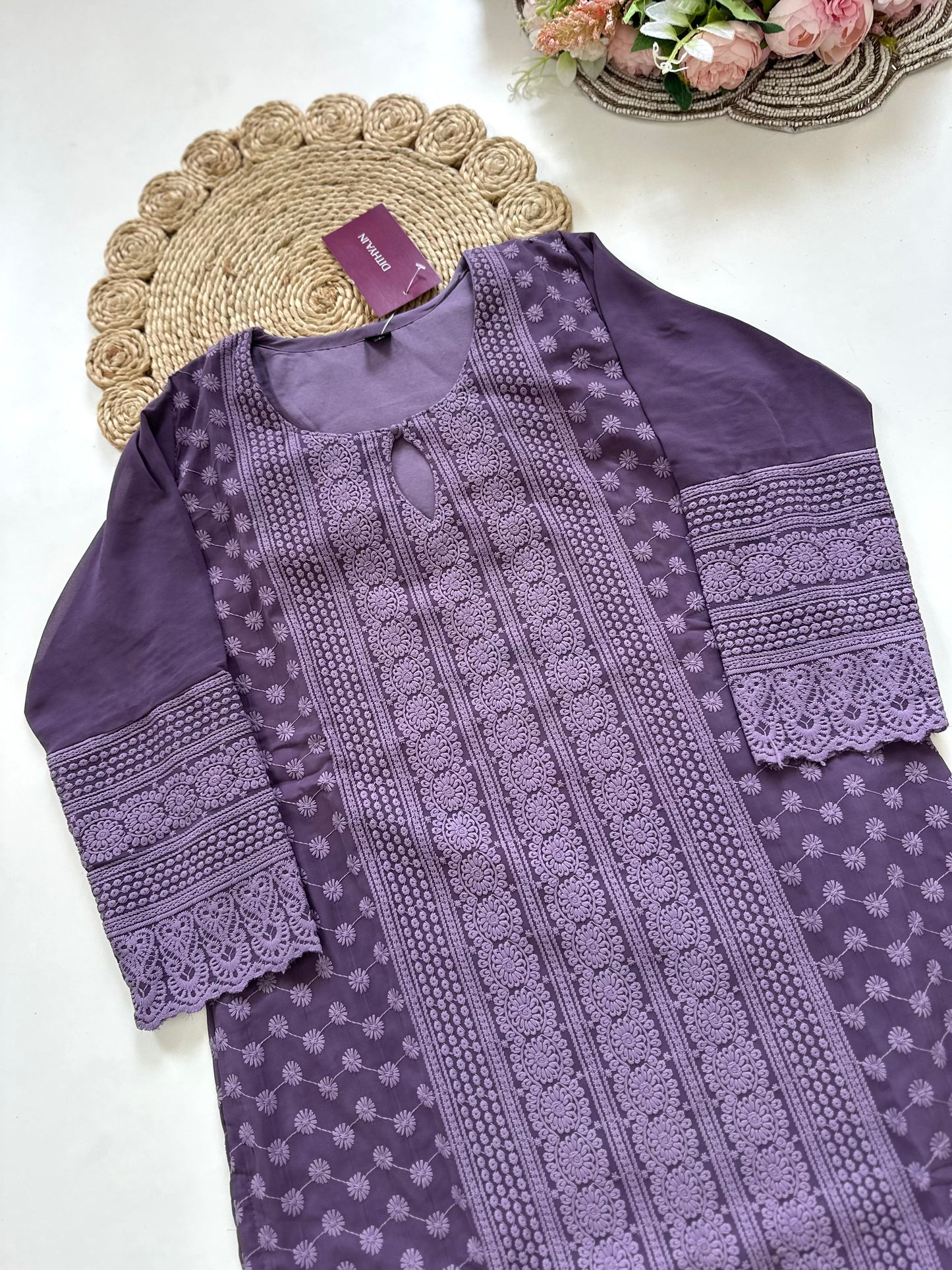 K061 - Georgette chikankari Kurti