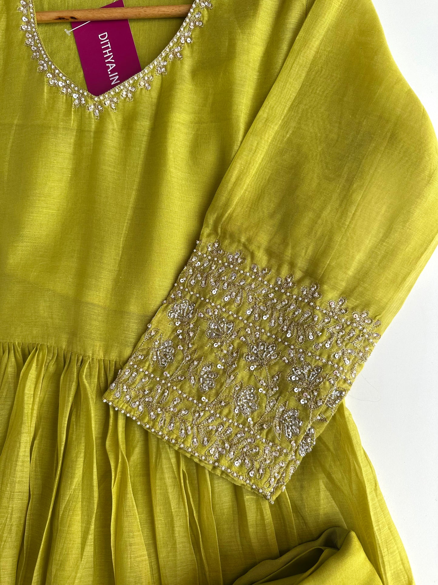 K358 - Mul Chanderi handwork Anarkali with pants and dupatta