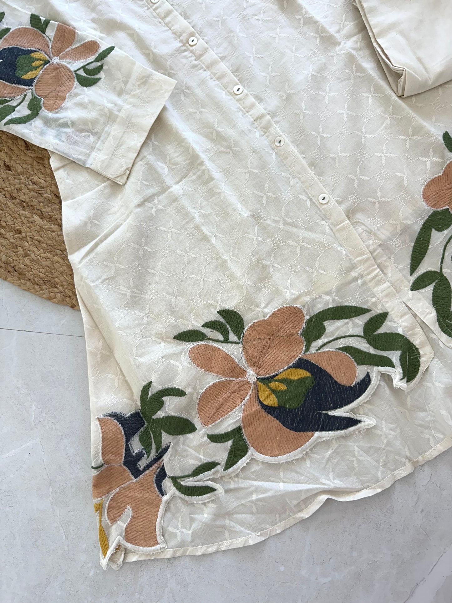 K135 - Slub cotton embroidered coord set