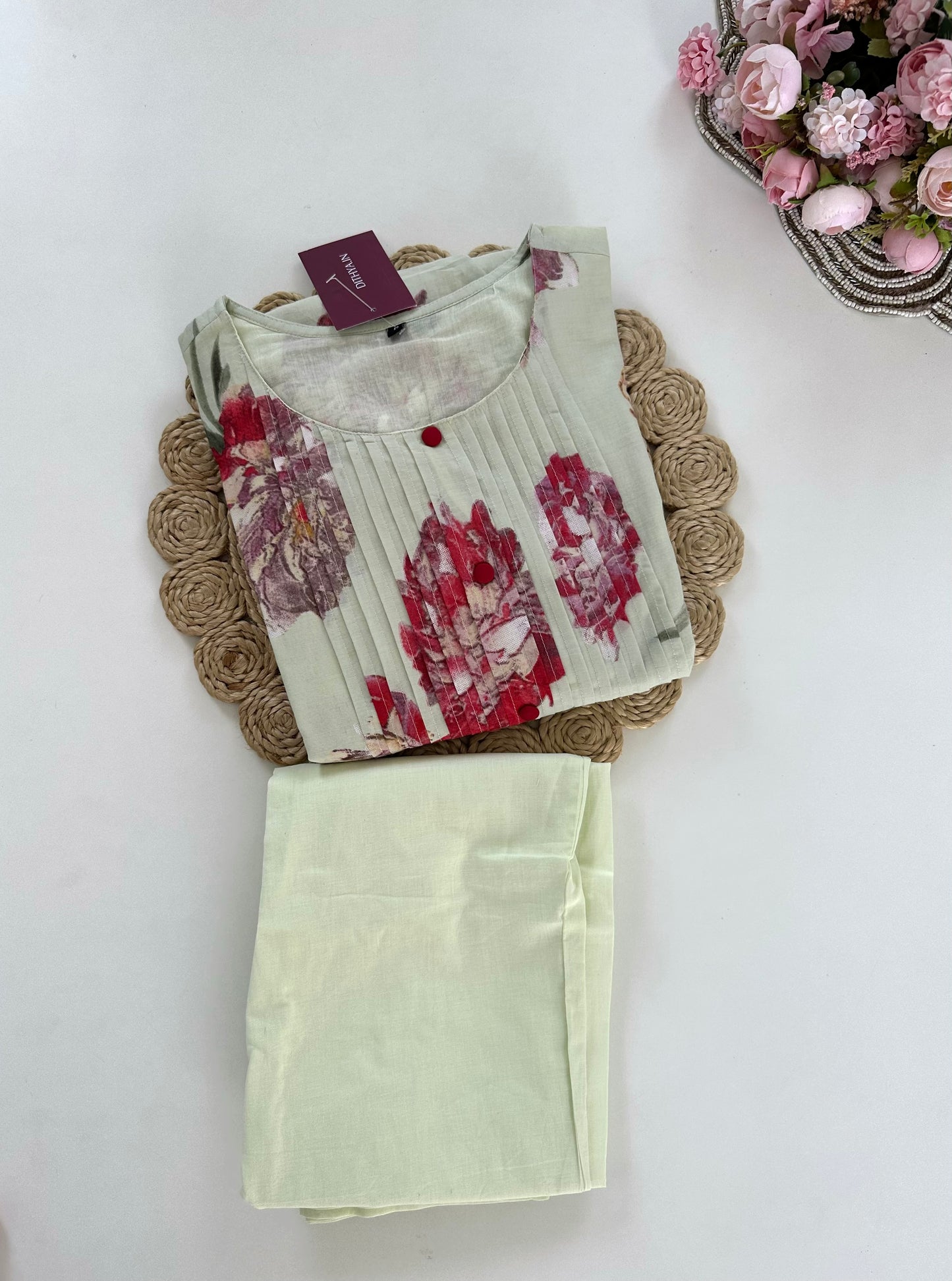 K310 - Cotton floral Kurti with pants