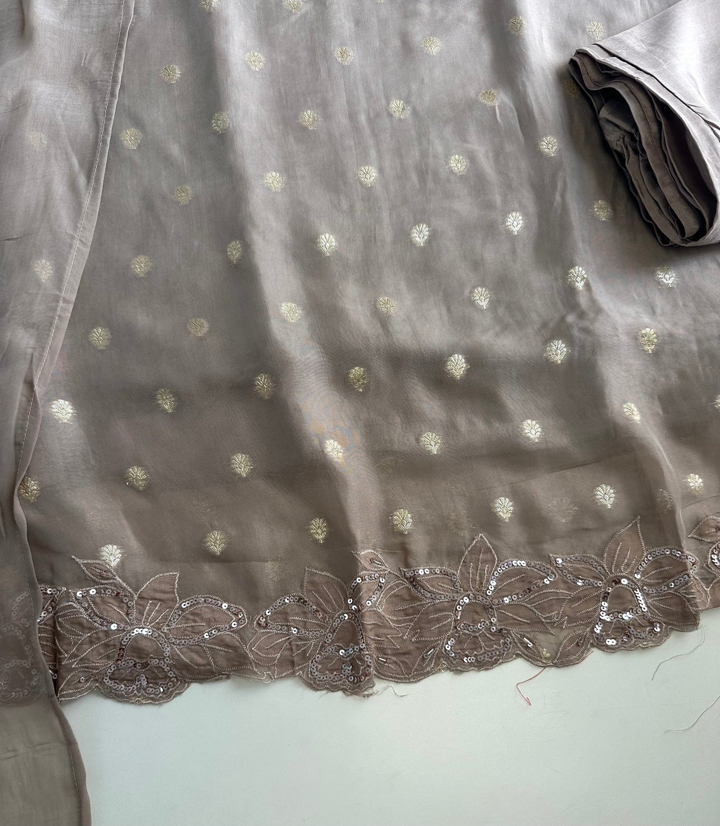 K455 - Organza handwork Aline Kurti with pants and dupatta