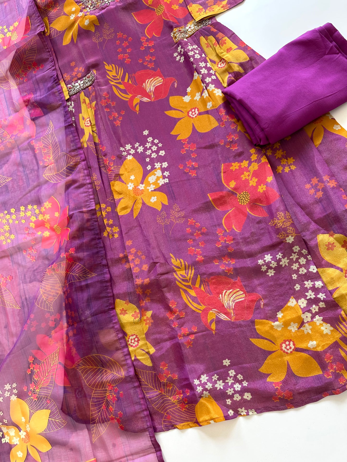 K115 - Tissue silk Anarkali with pants and dupatta