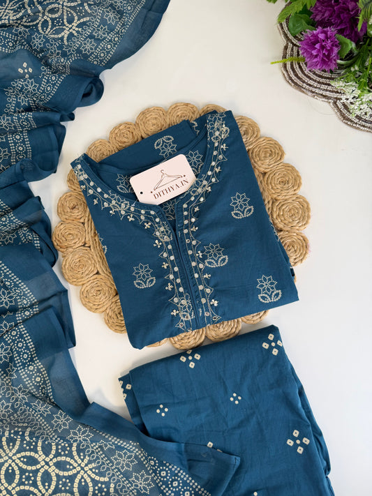 K548 - Mul cotton Straight Kurti with pants and dupatta