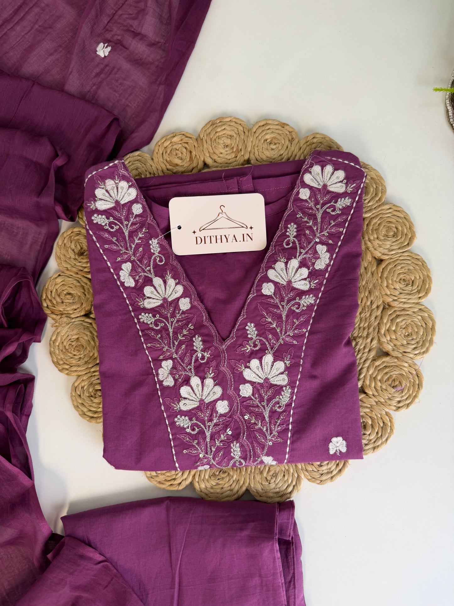 K546 - Mul cotton Straight Kurti with pants and dupatta