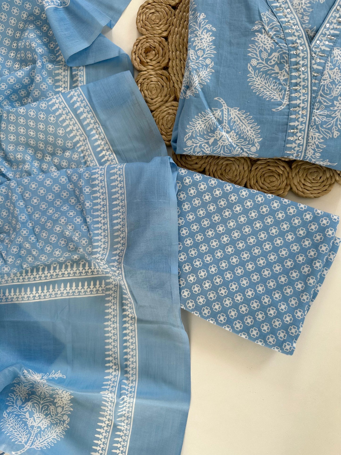 K100 - Cotton Aline Kurti with pants and dupatta