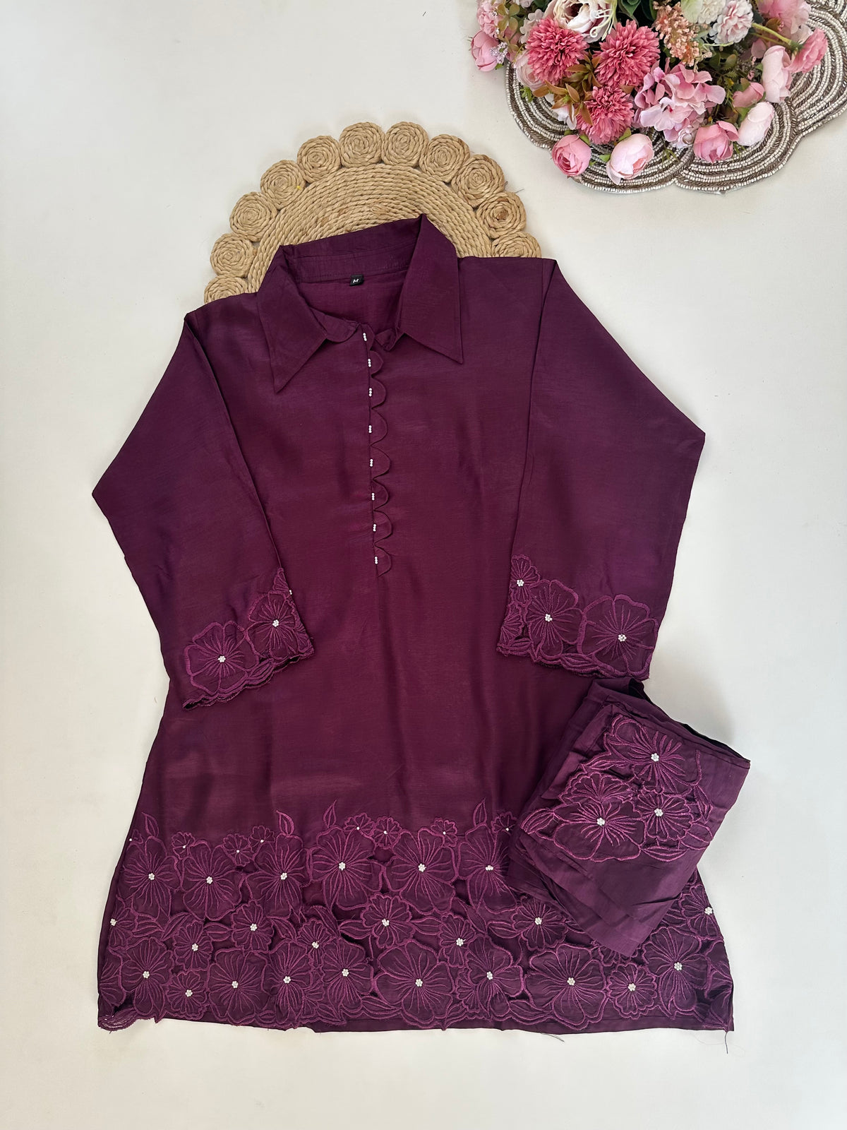K291 - Russian silk cutwork coord set