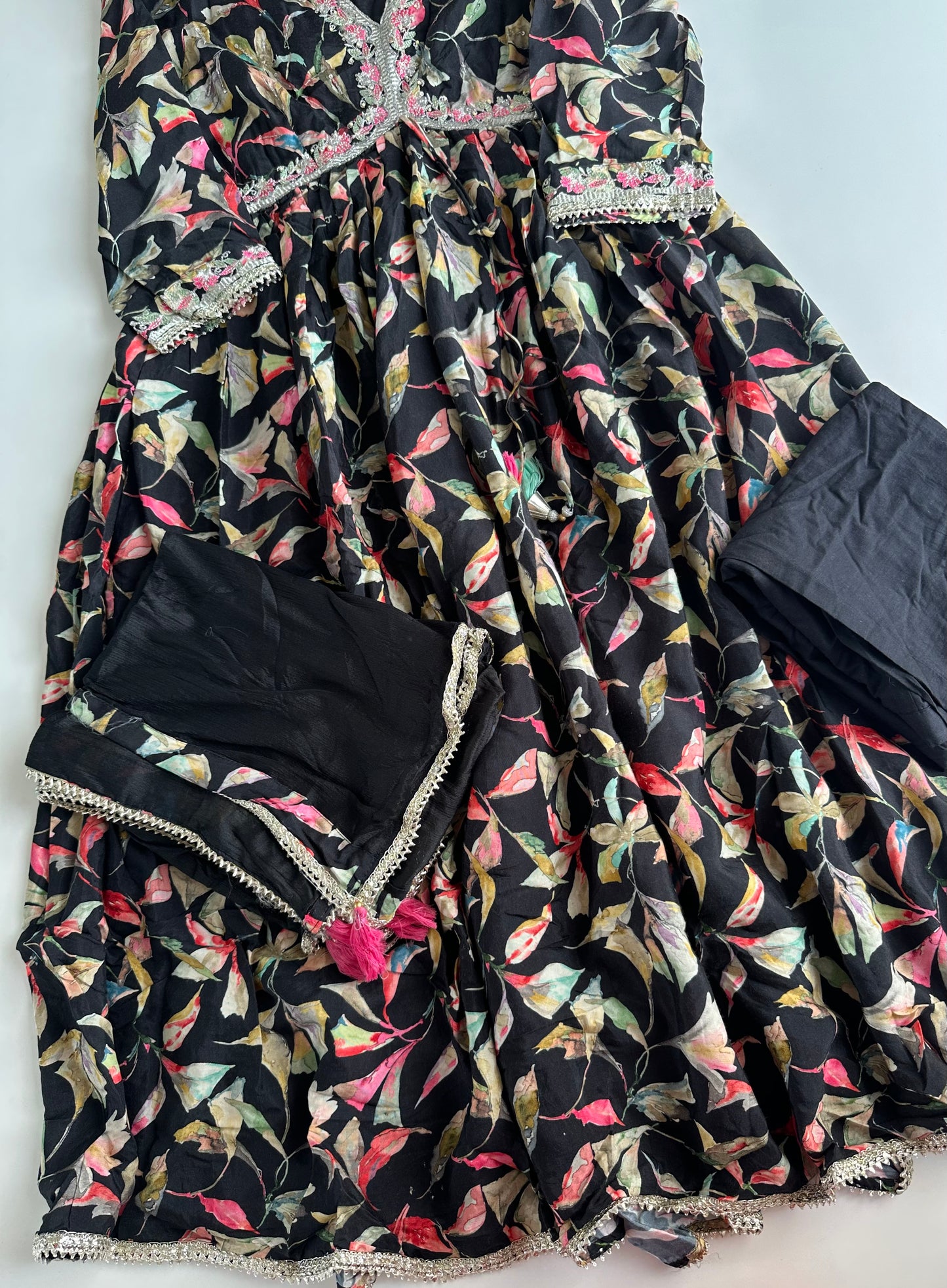 D141 - Muslin Alia cut Anarkali with pants and dupatta