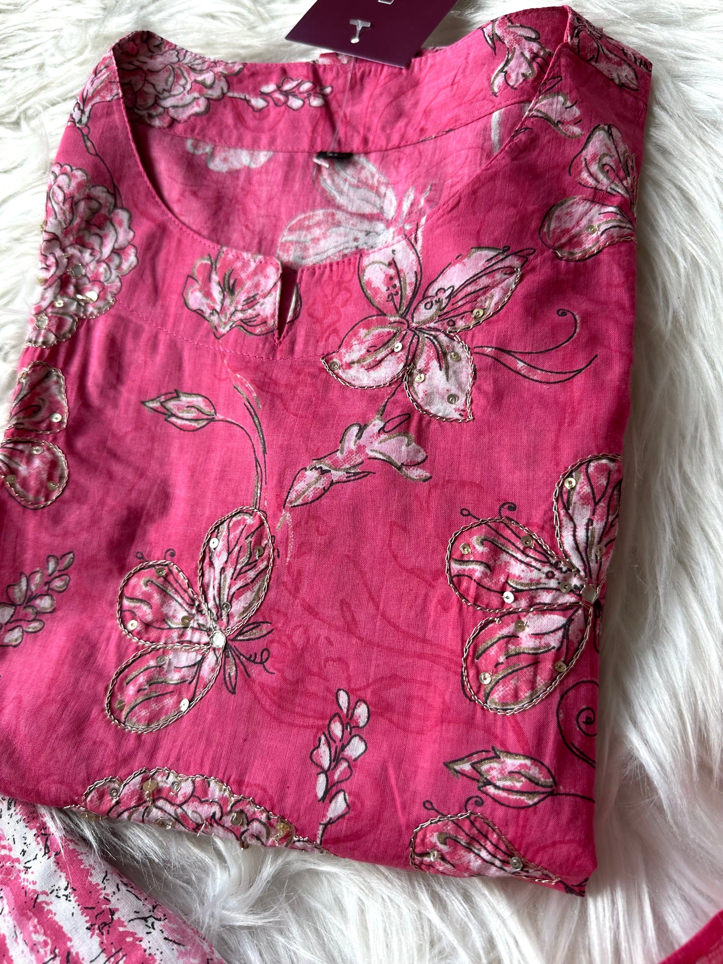 K115 - Cotton printed straight Kurti with pants and dupatta