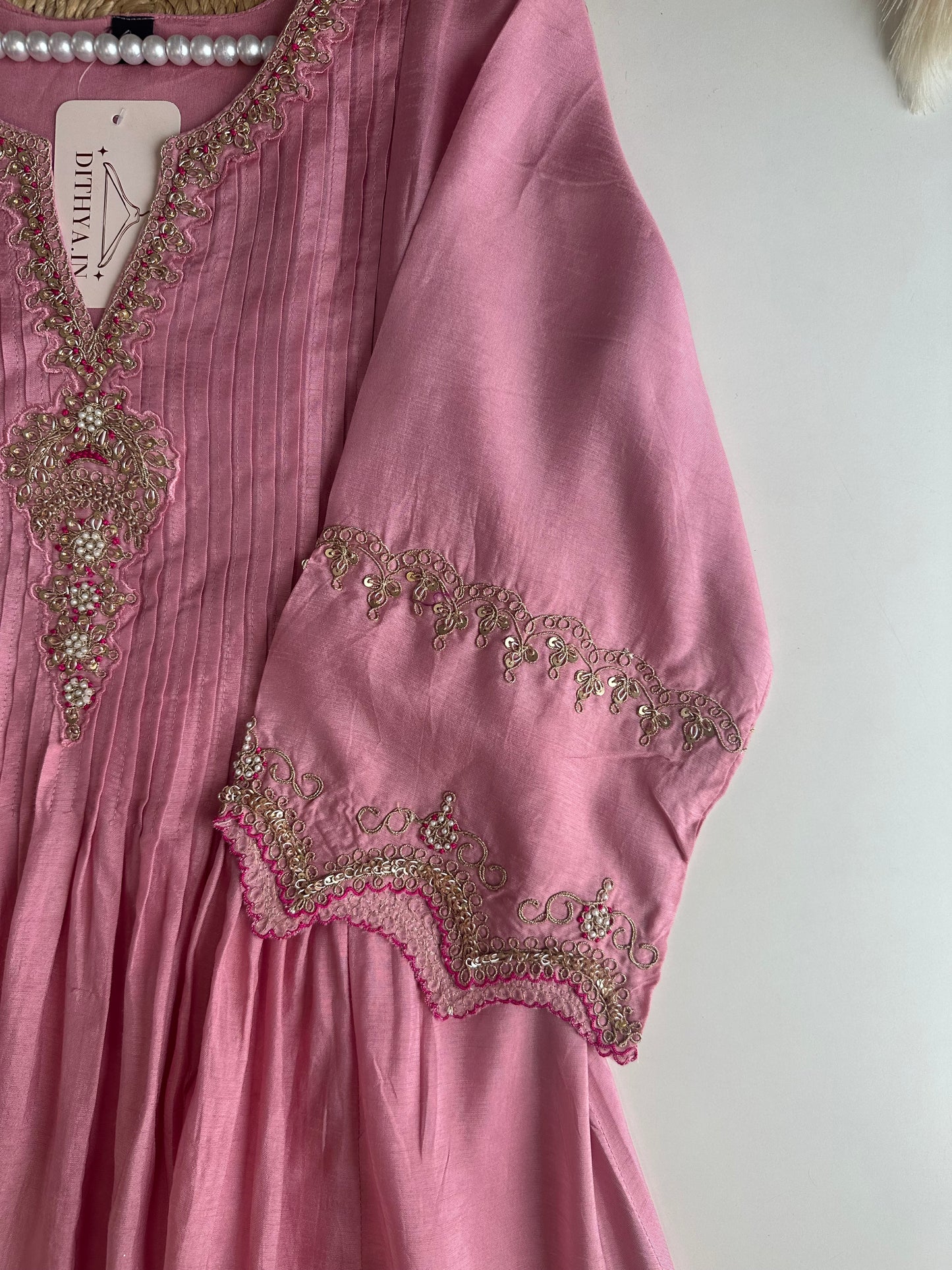 K274 - Russian silk zari work Anarkali with pants and dupatta