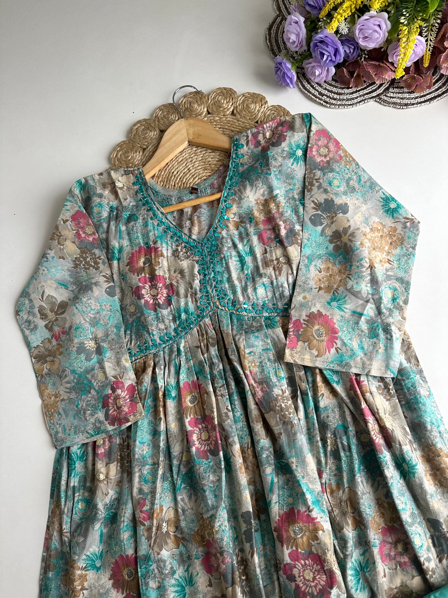 D177 - Muslin Alia cut Anarkali with pants and dupatta