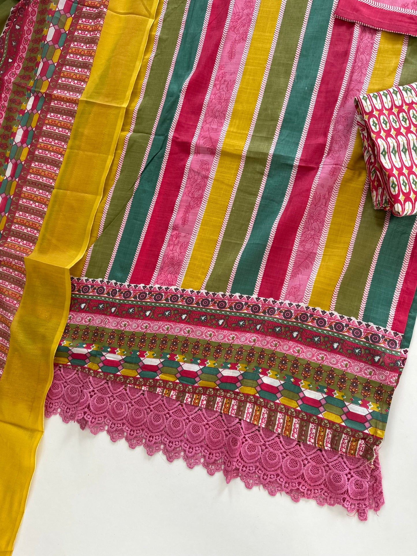 K338 - Cotton printed straight Kurti with pants and dupatta