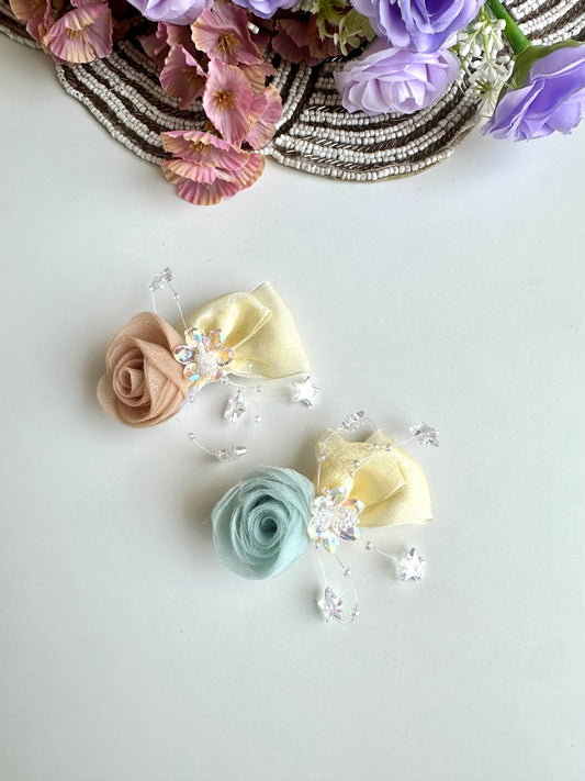 A021 - Organza flower bow clip ( per piece )