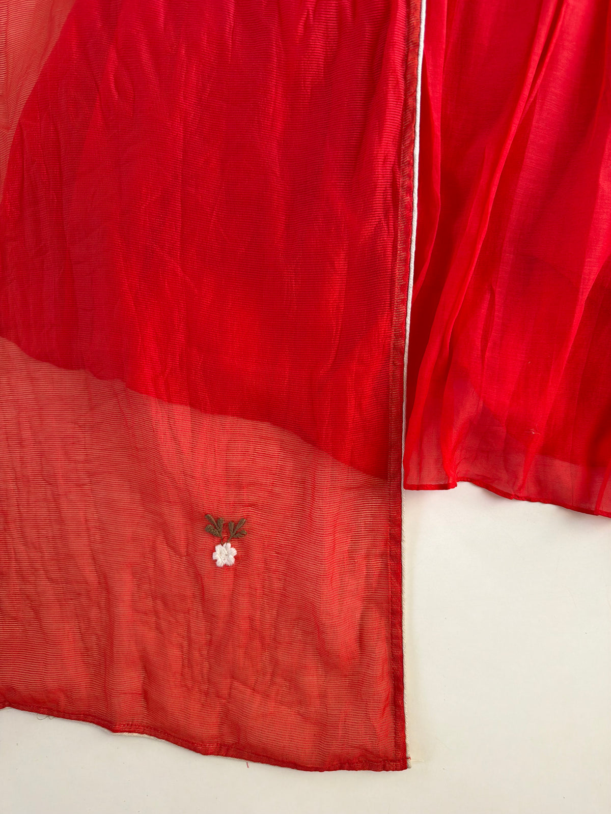 K574 - Mul chanderi embroidered Anarkali with pants and dupatta