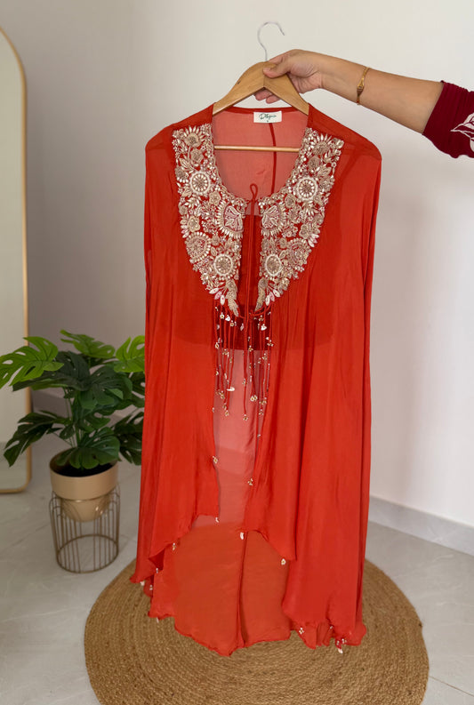 K585 - Pure Chinnon handwork kaftan with divider pants
