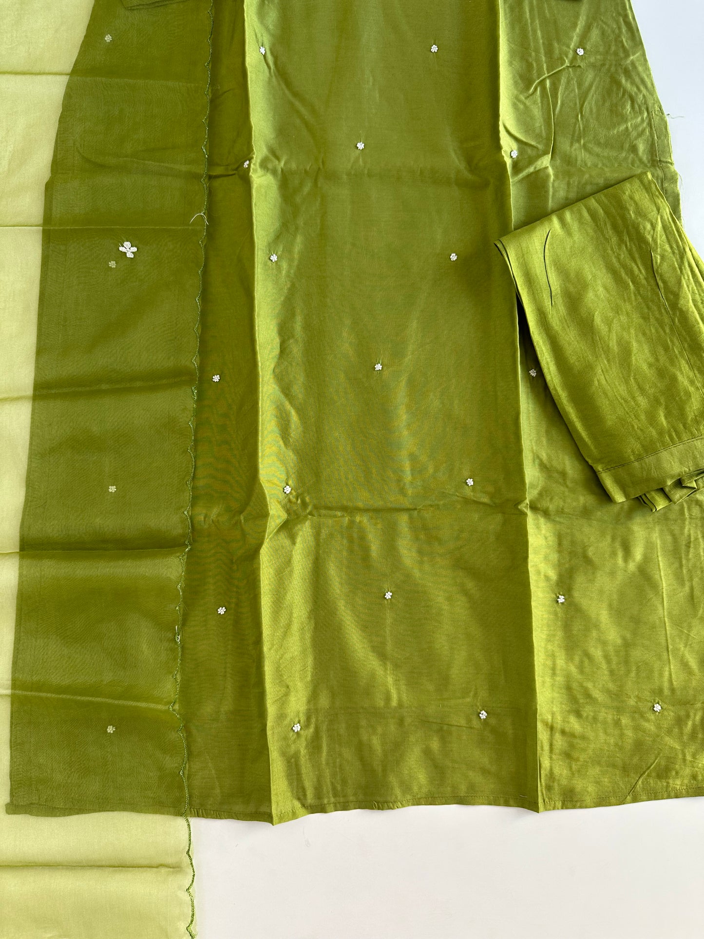 D383 - Dola silk straight kurti with pants and dupatta