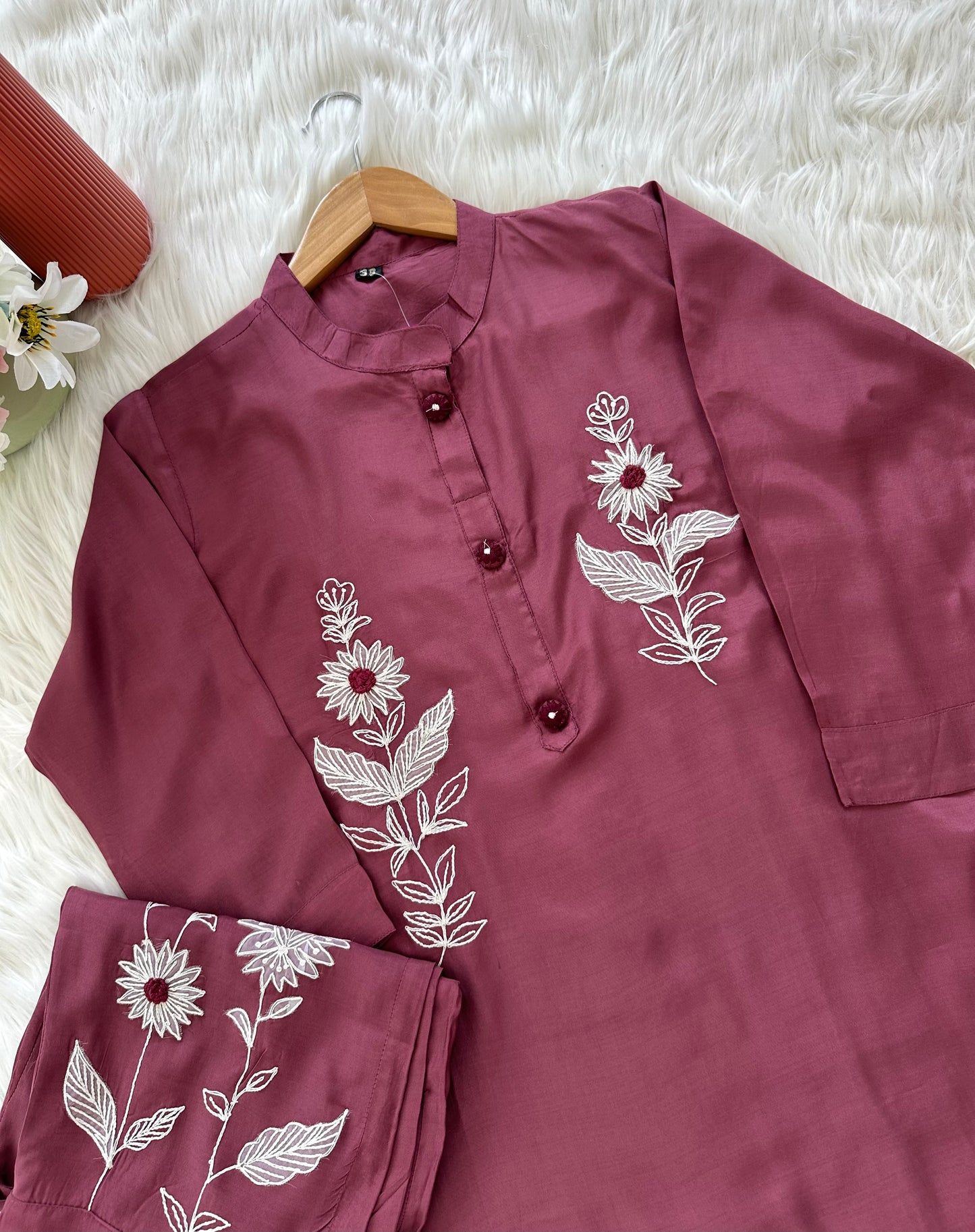 K329 - Muslin embroidered coord set