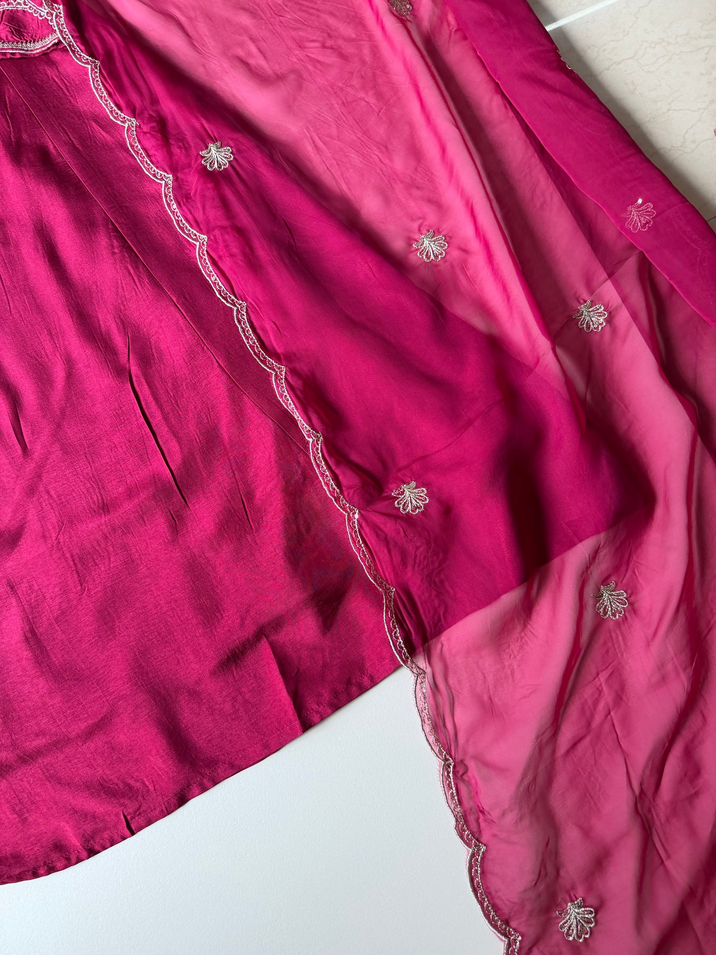 K521 - Russian silk zari work Anarkali with pants and dupatta