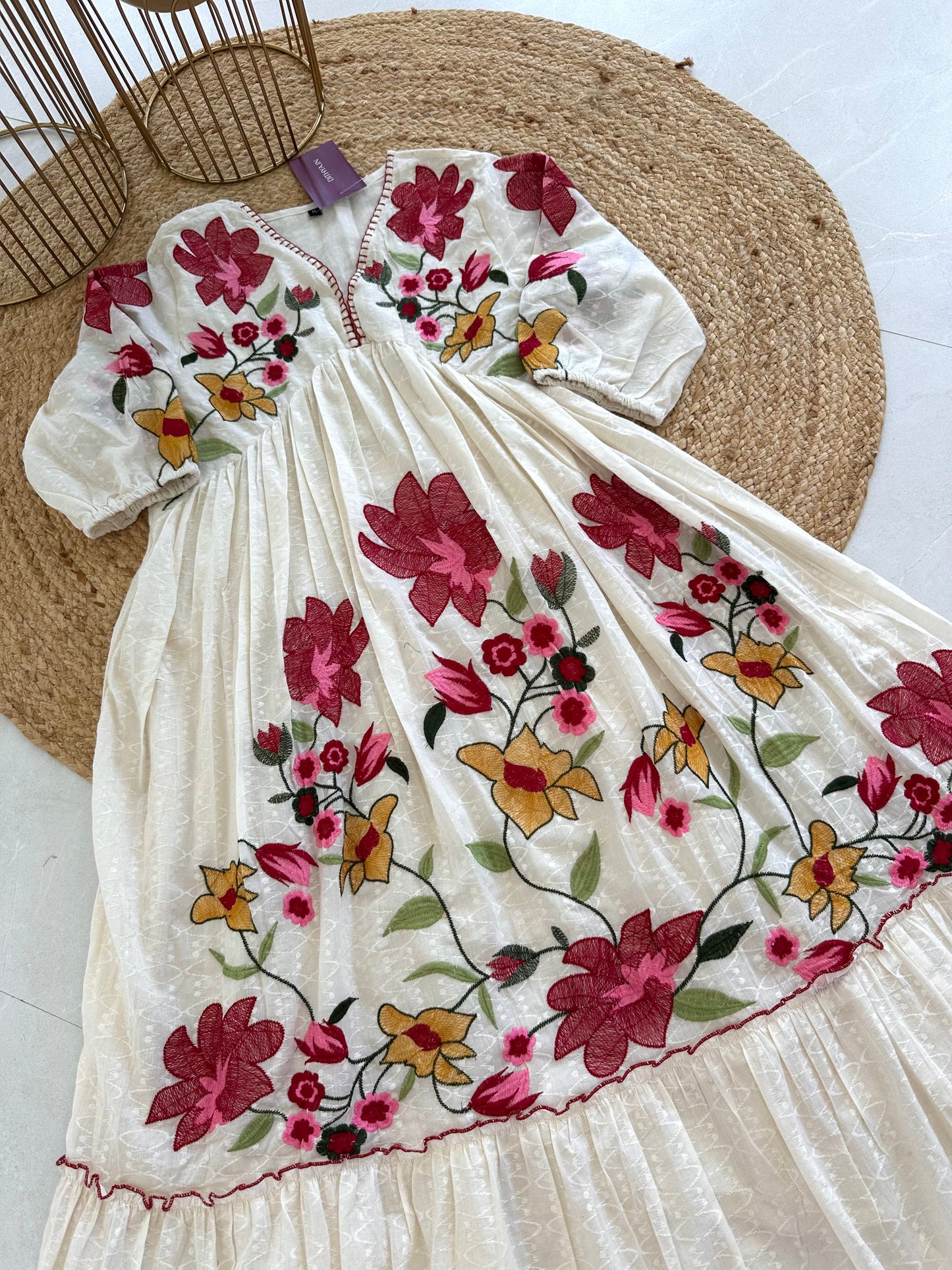 K327 - Cotton hand embroidery Dress in 4 styles