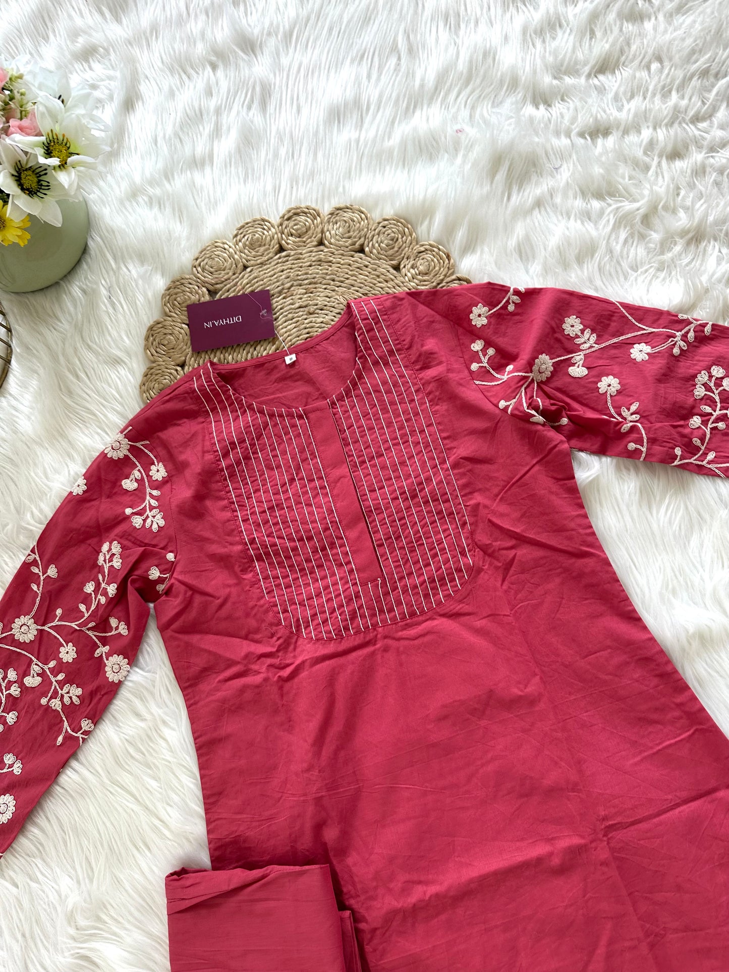 K296 - Cotton embroidered Kurti with pants