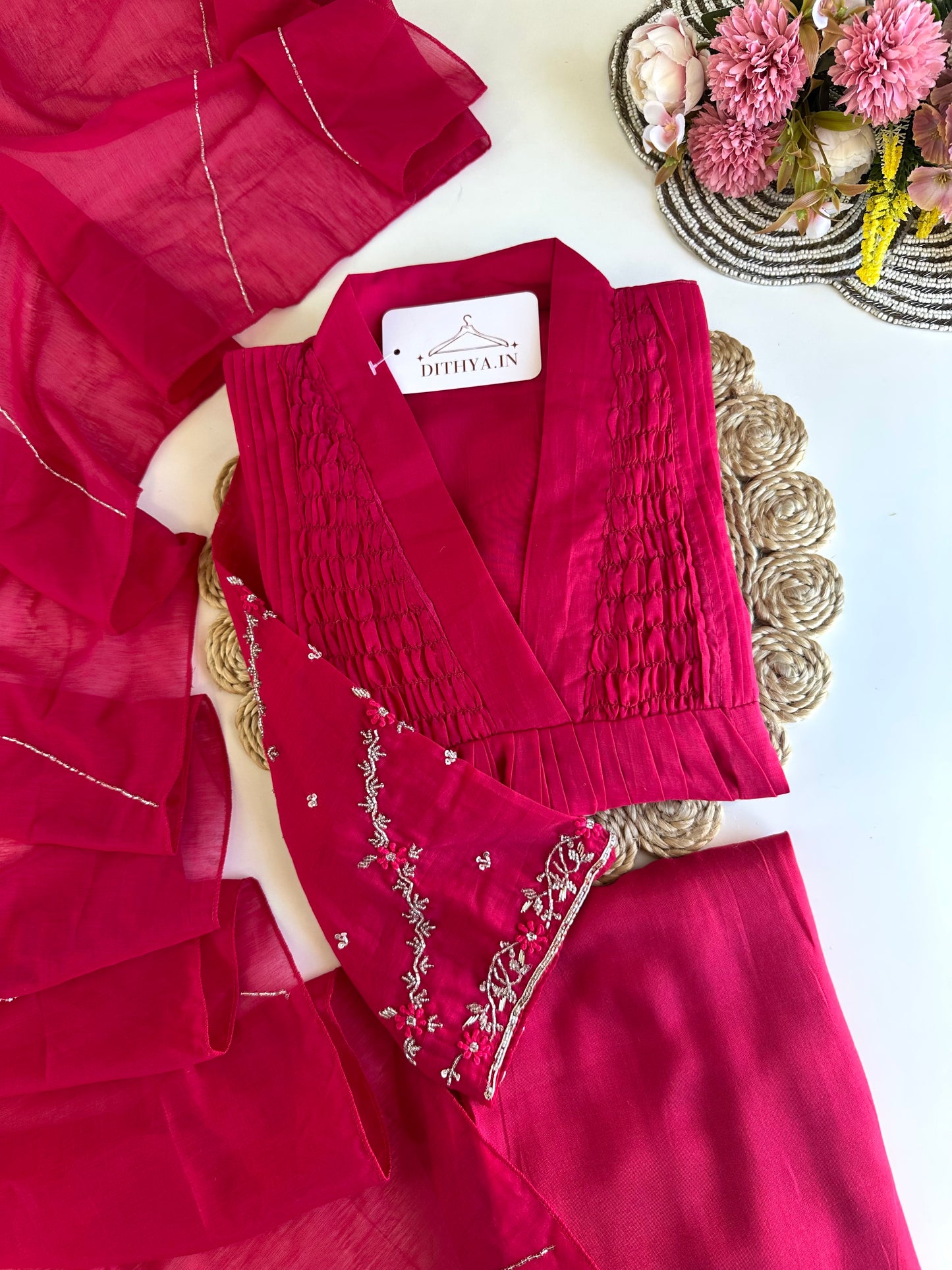 K305 - Mul Chanderi Anarkali with pants and dupatta in 2 colours