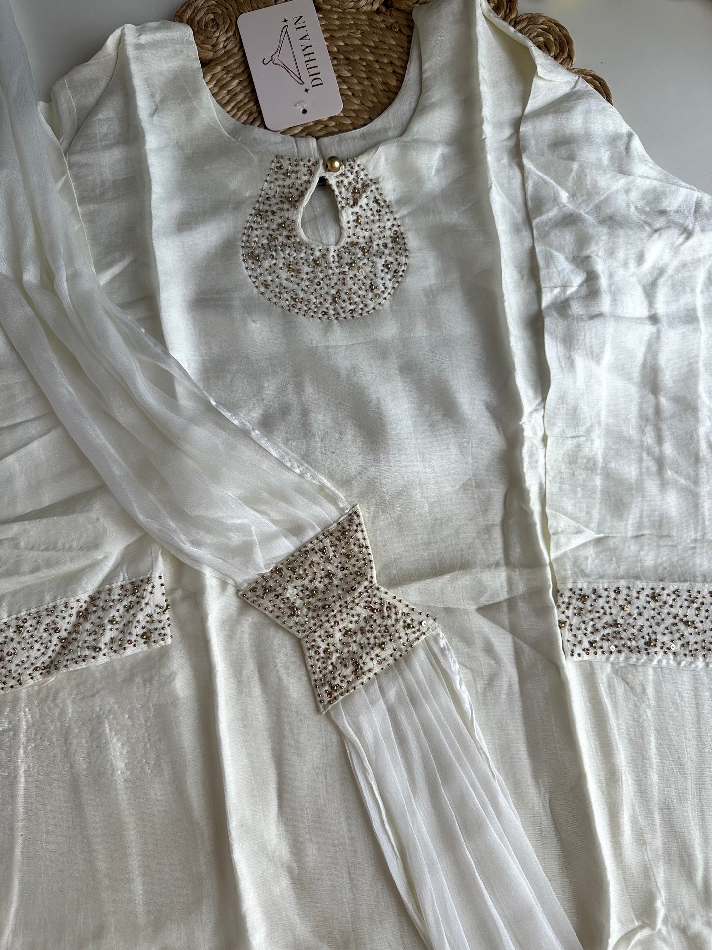D437 - Dola silk straight kurti with pants and dupatta