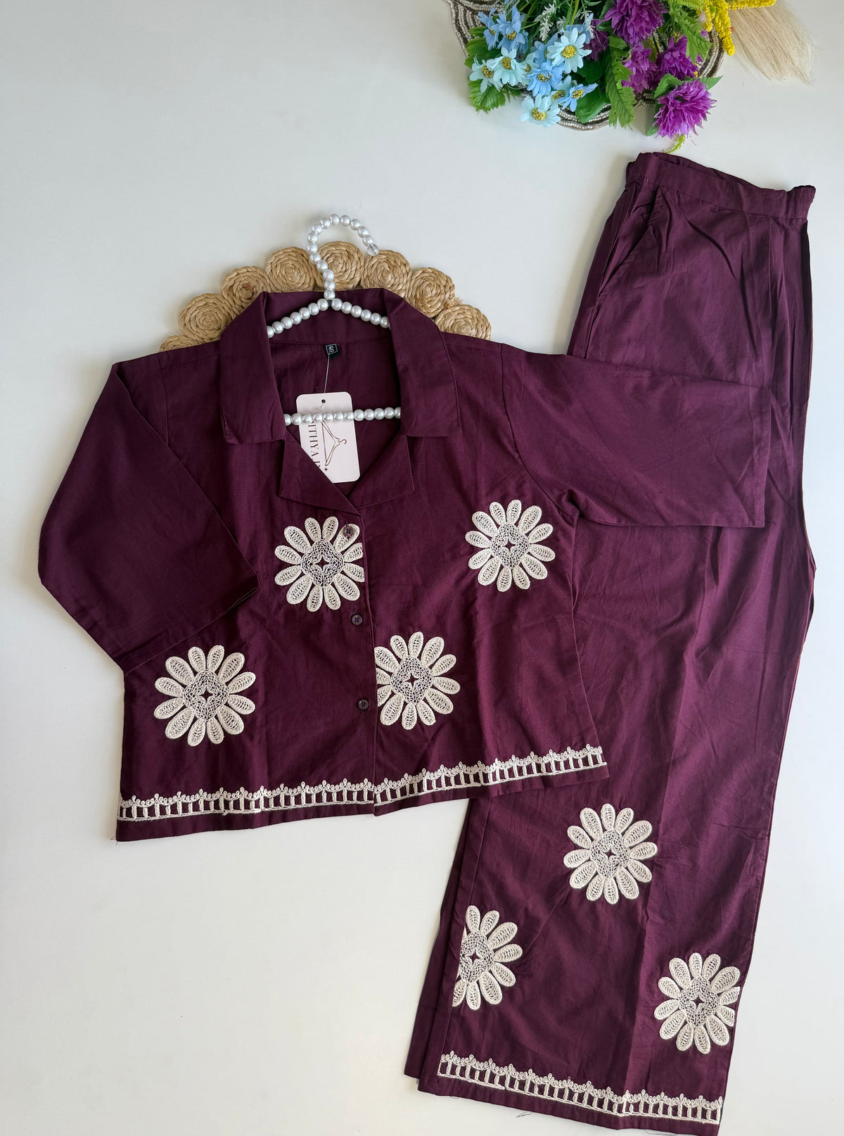 K576 - Besticktes Coord-Set aus Mul-Baumwolle