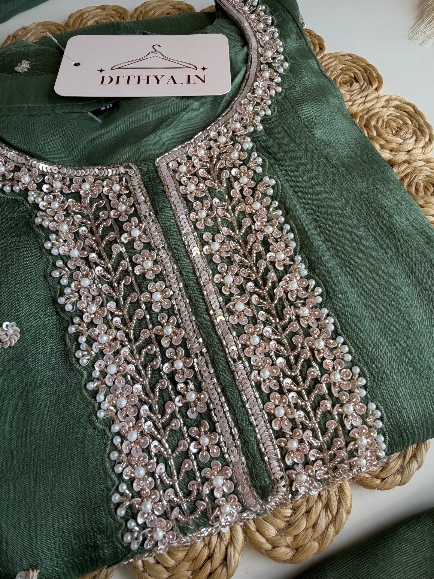 K502 - Chinnon handwork Anarkali with pants and dupatta