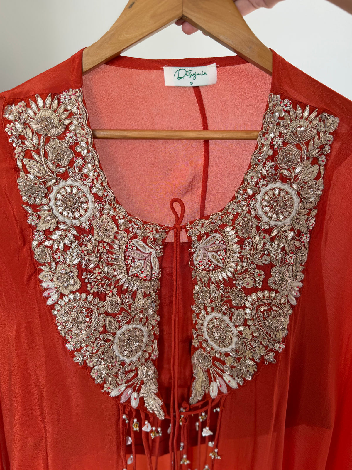 K585 - Pure Chinnon handwork kaftan with divider pants