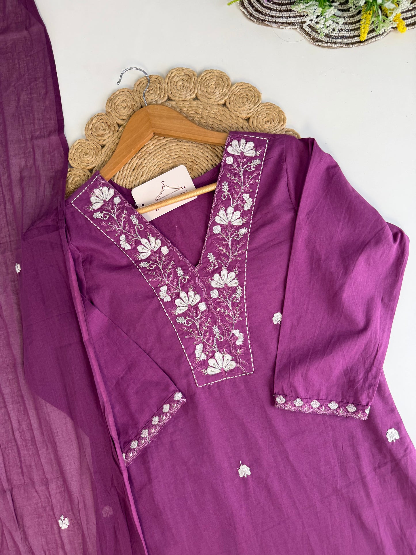 K546 - Mul cotton Straight Kurti with pants and dupatta
