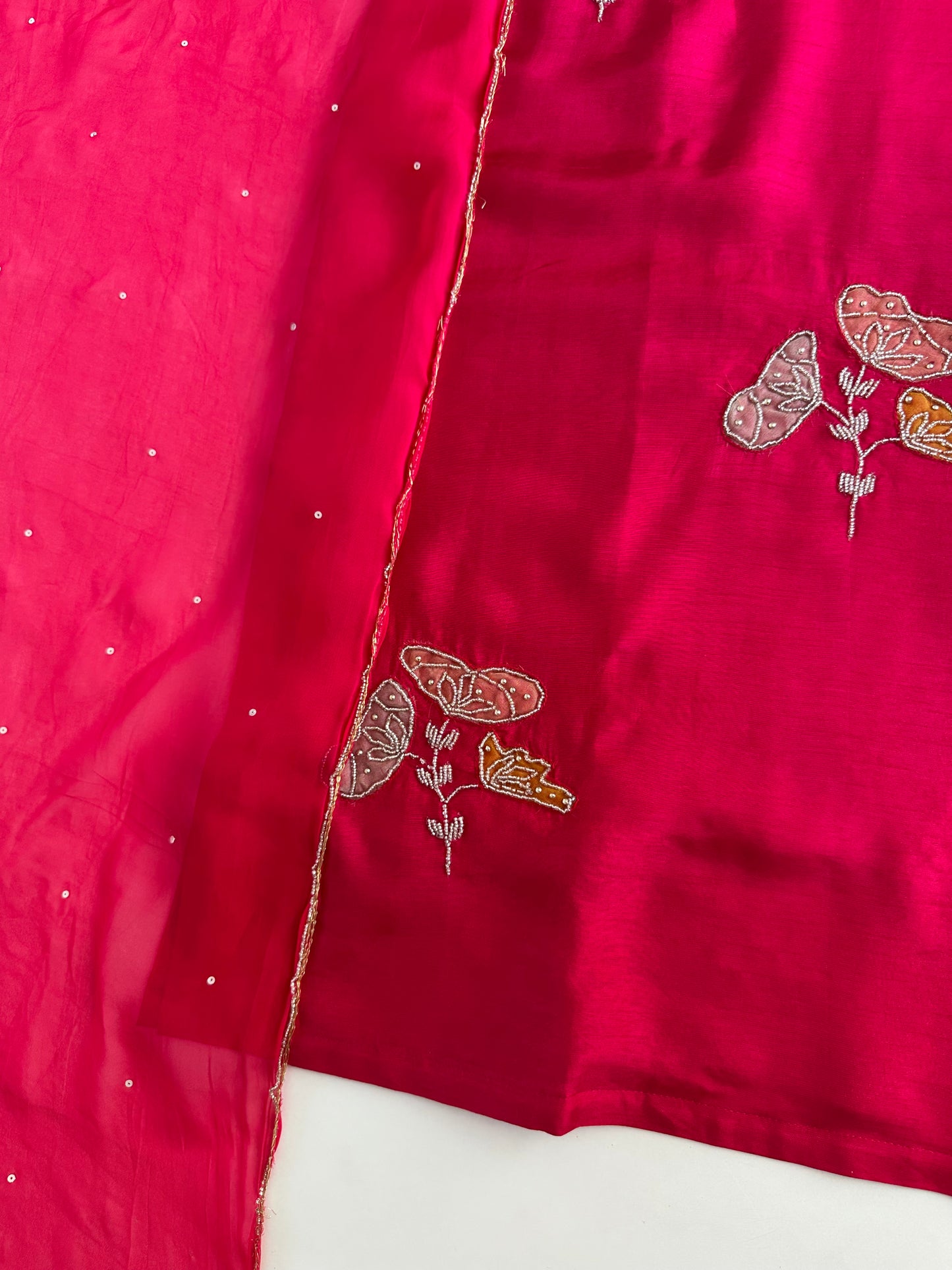 K173 - Russian silk handwork Straight Kurti with pants and dupatta