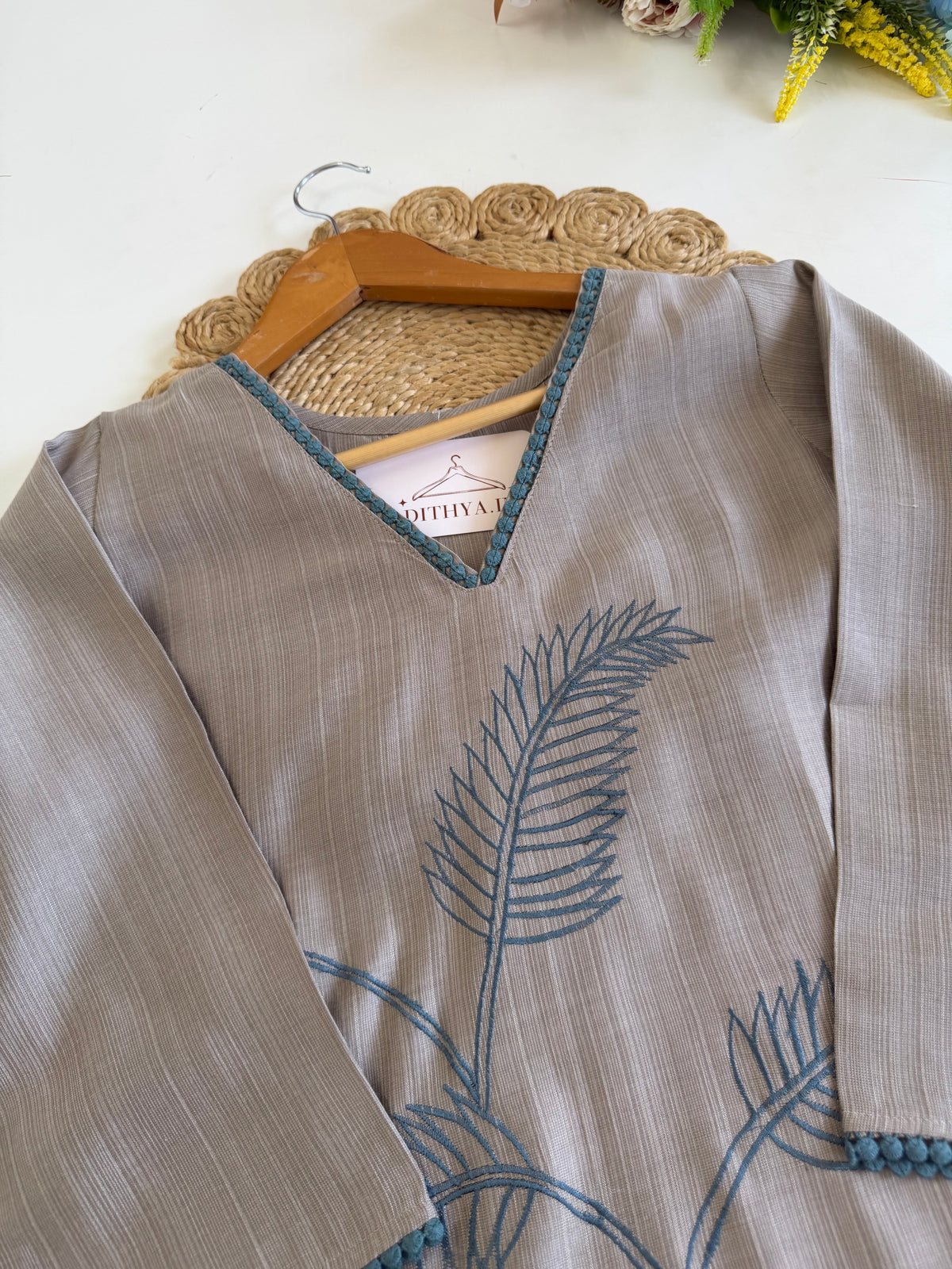 K148 - Striped cotton embroidered coord set