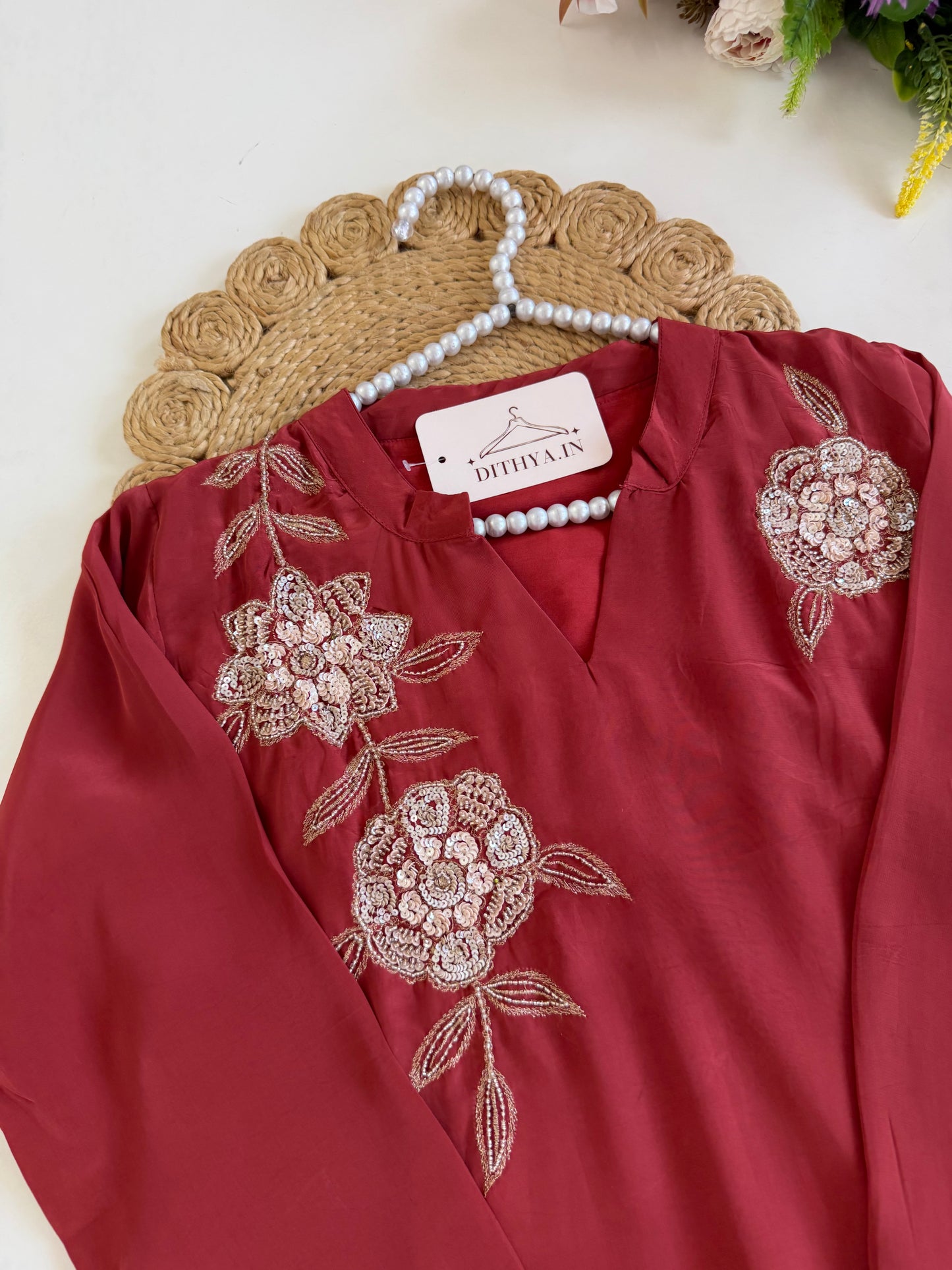 K147 - Pure crape handwork coord set