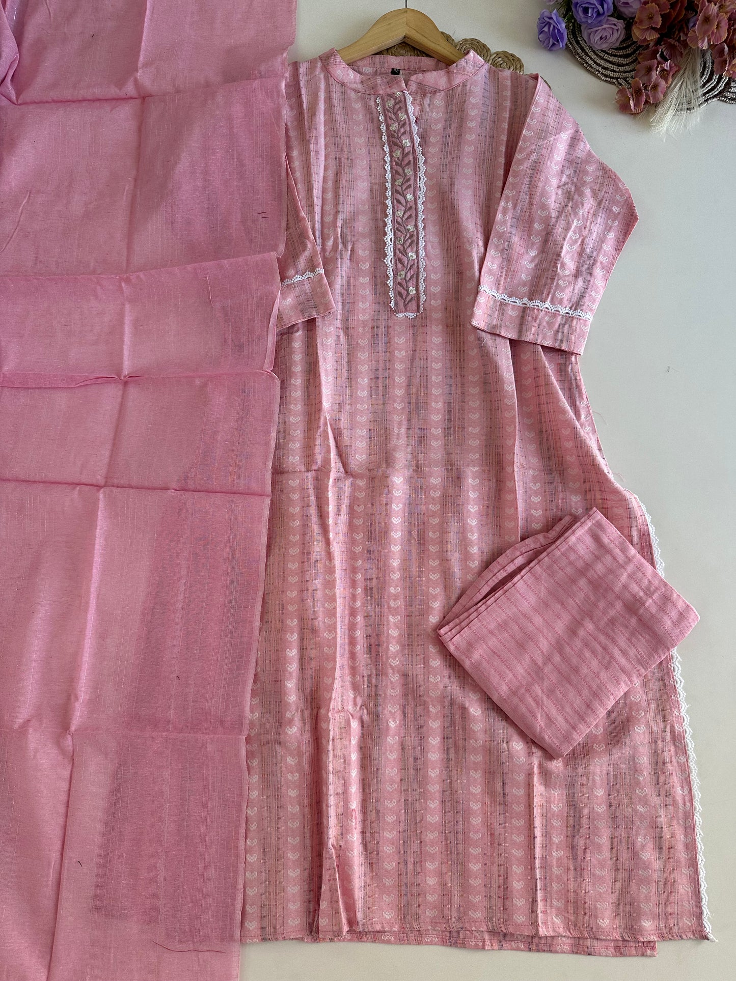 D359 - Roman silk straight kurti with pants and dupatta