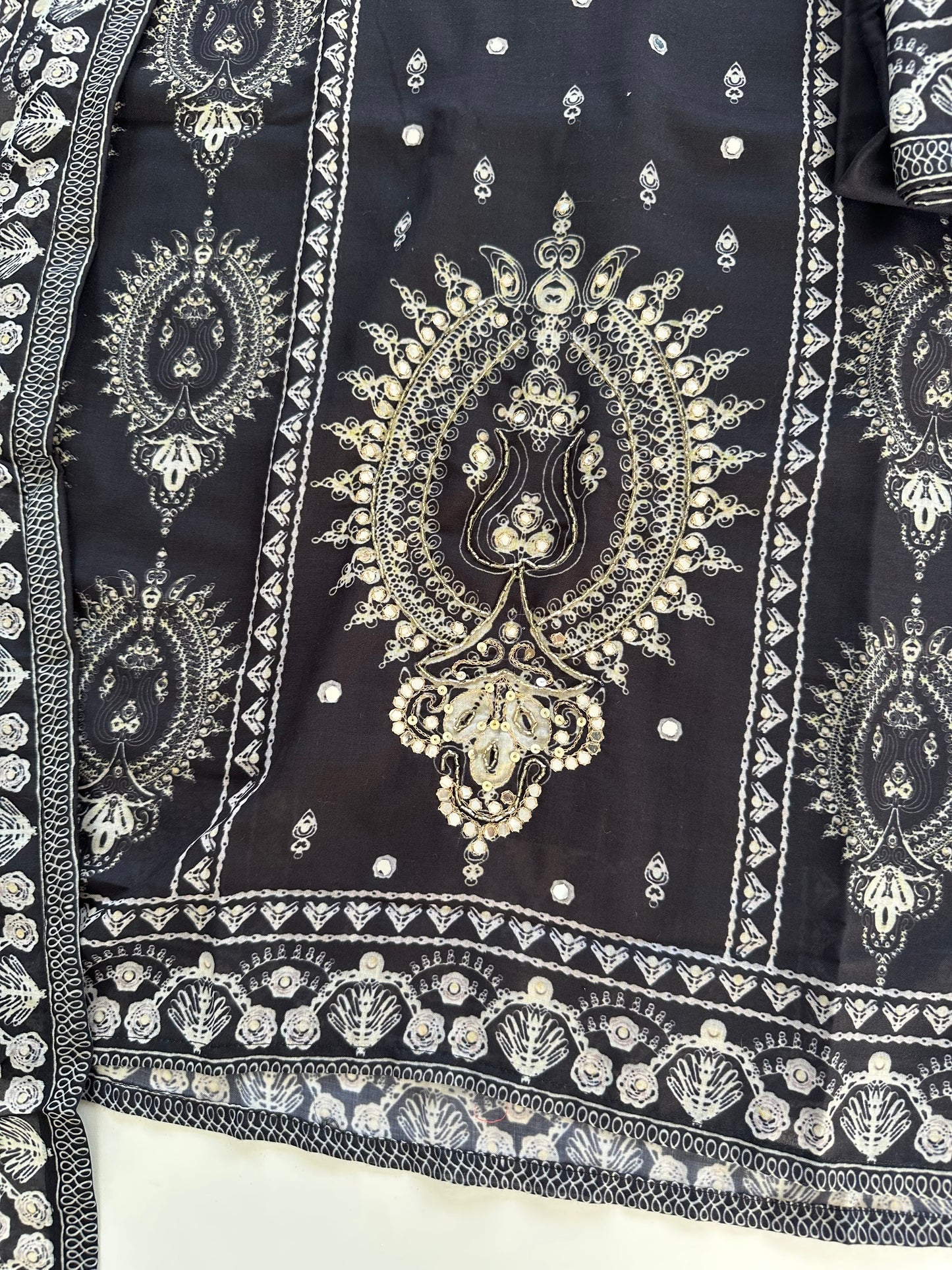 K264 - Cotton Handwork straight Kurti with pants and dupatta