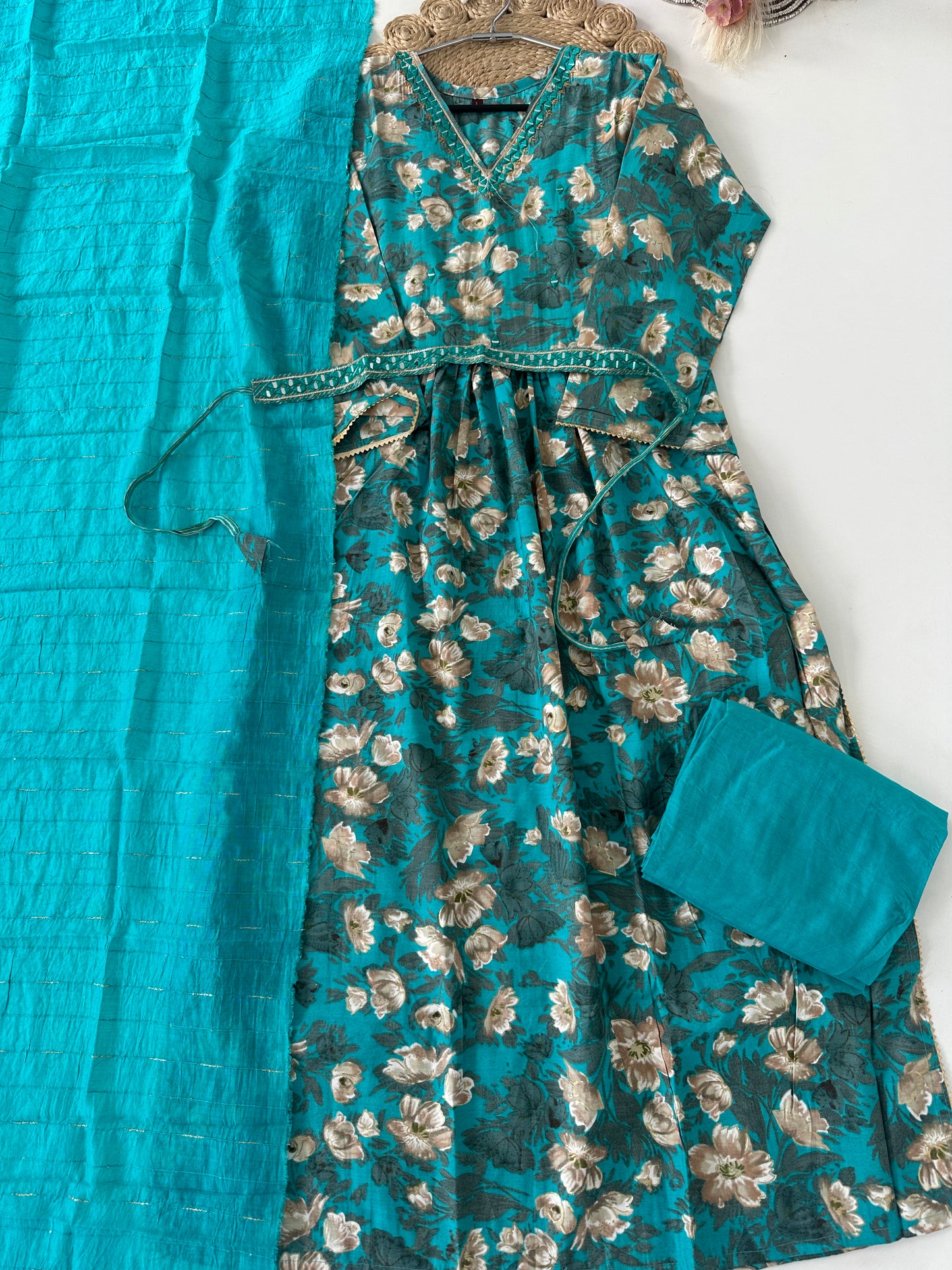 D288 - Roman silk straight kurti with pants and dupatta