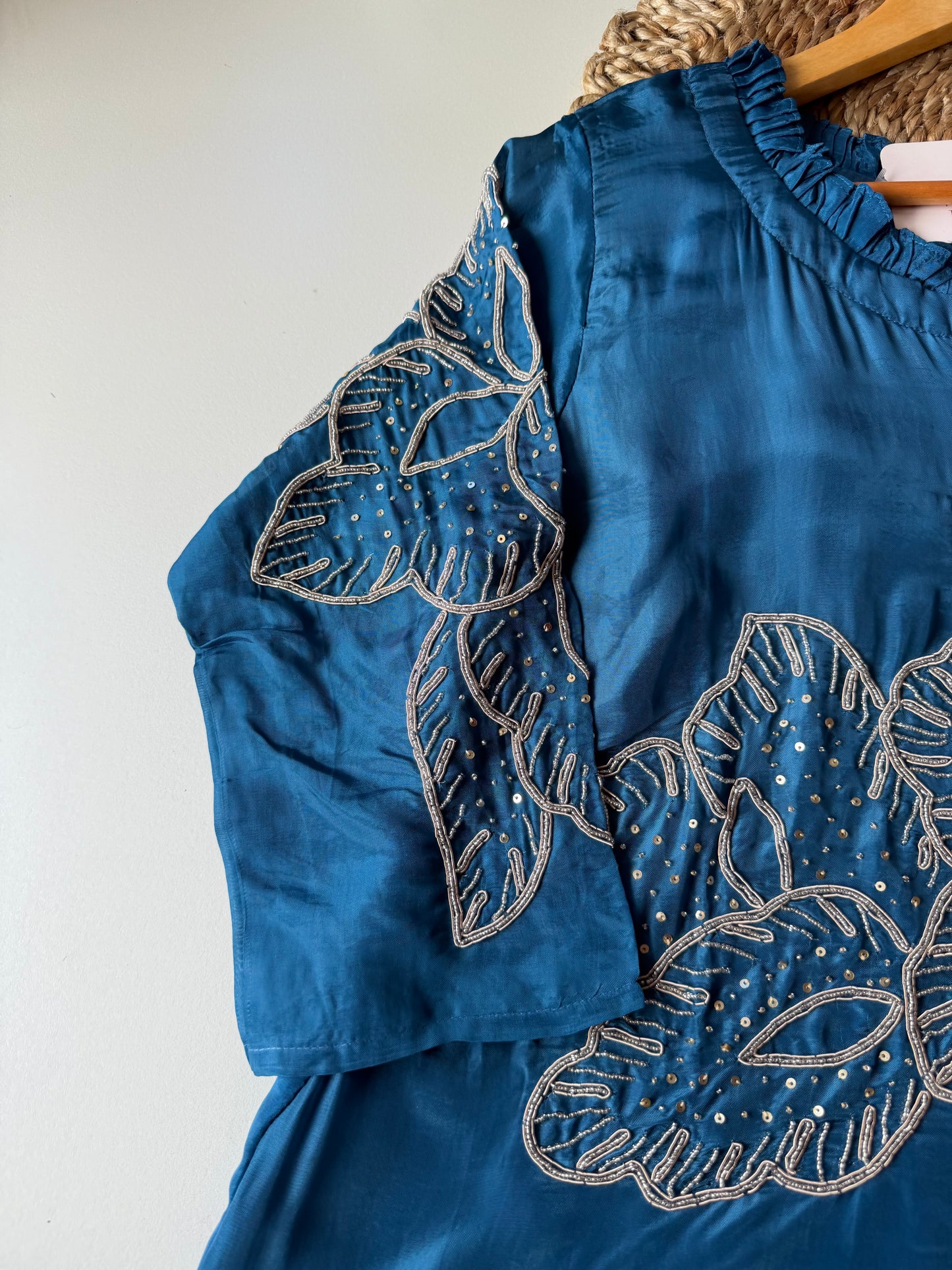 K531 - Pure crape handwork coord set in 2 colours