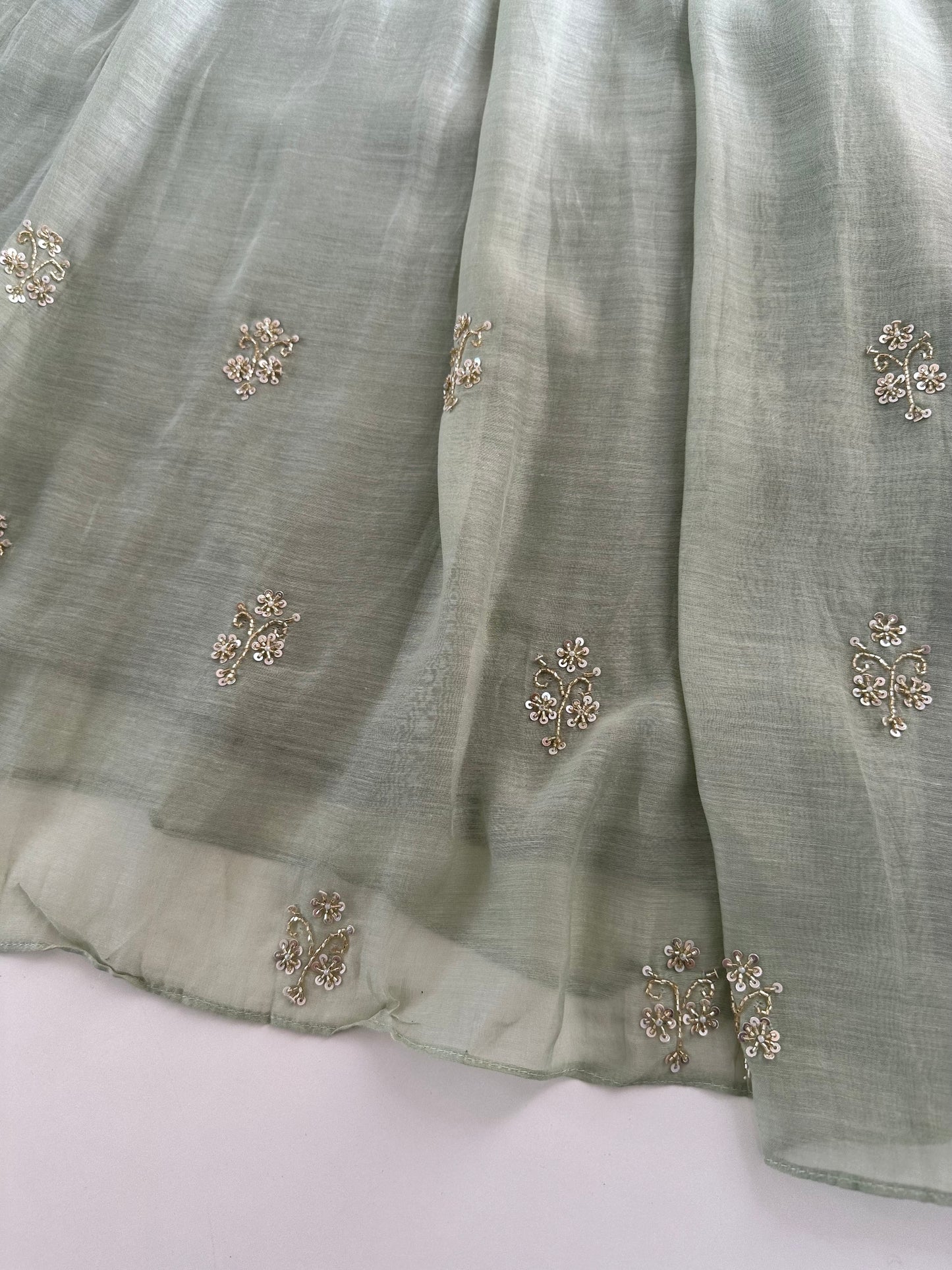 K424 - Mul Chanderi handwork Anarkali with pants and dupatta