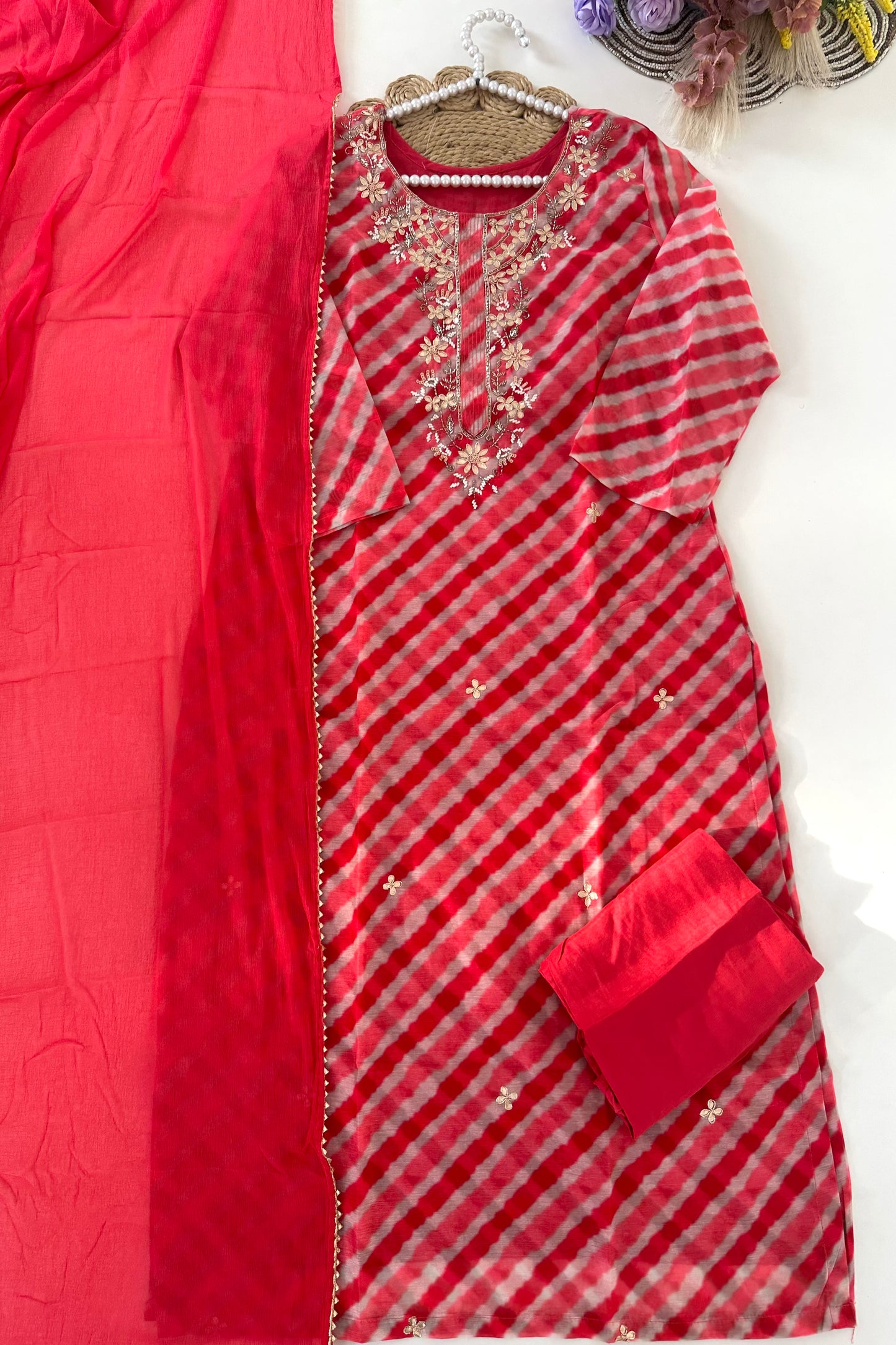 D309 - Dola silk straight kurti with pants and dupatta